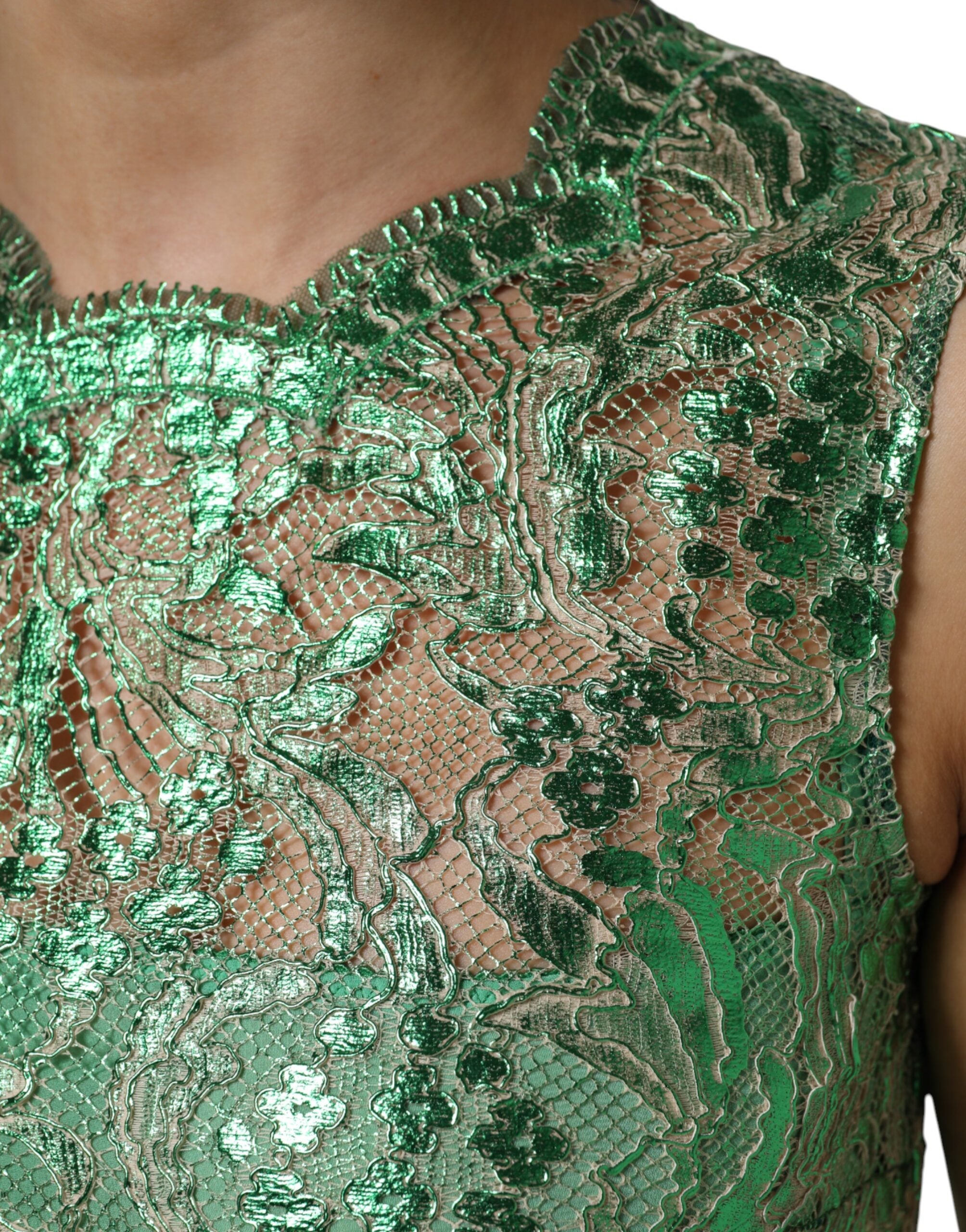 Dolce & Gabbana green floral lace midi dress in cotton-6