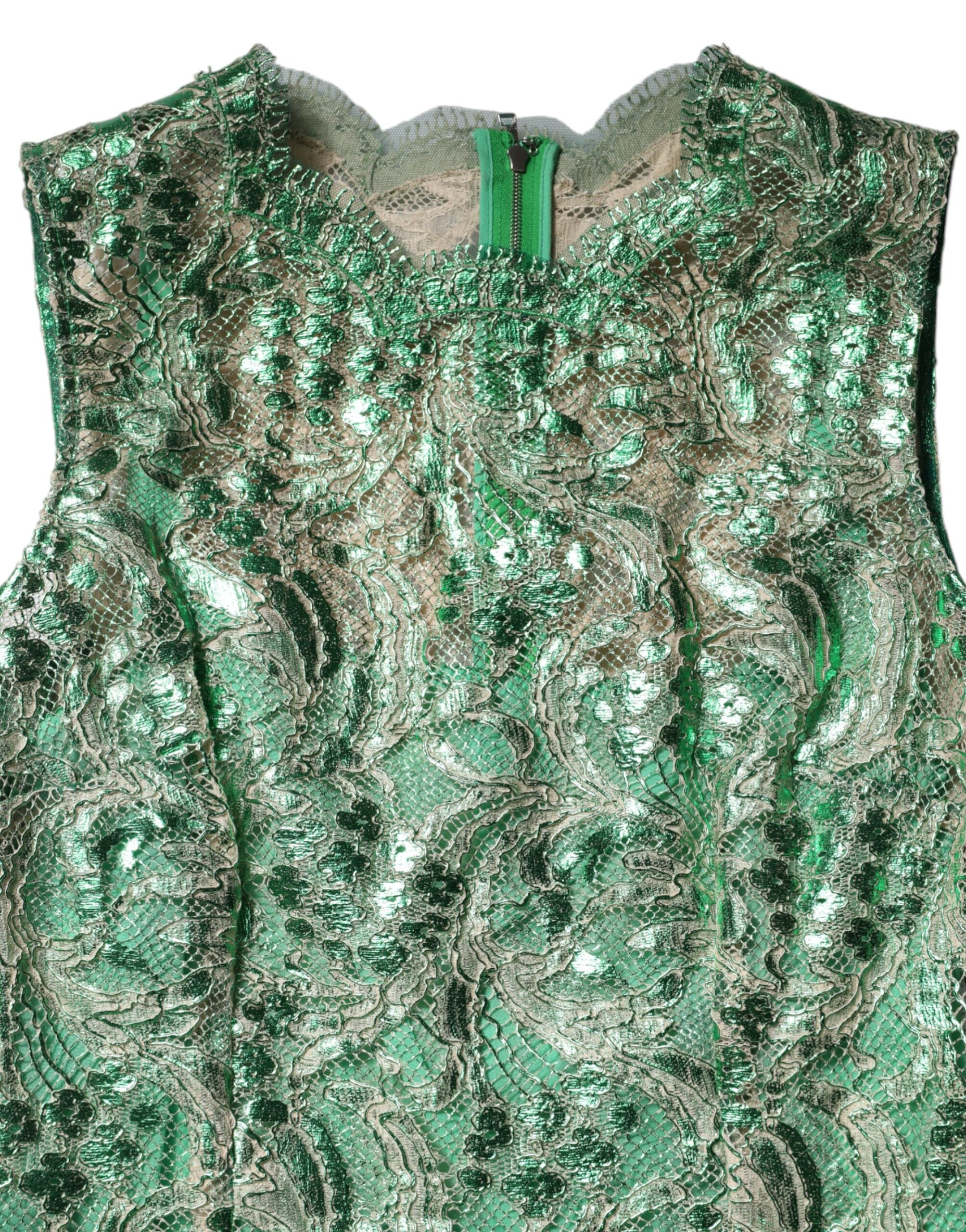 Dolce & Gabbana green floral lace midi dress in cotton-7