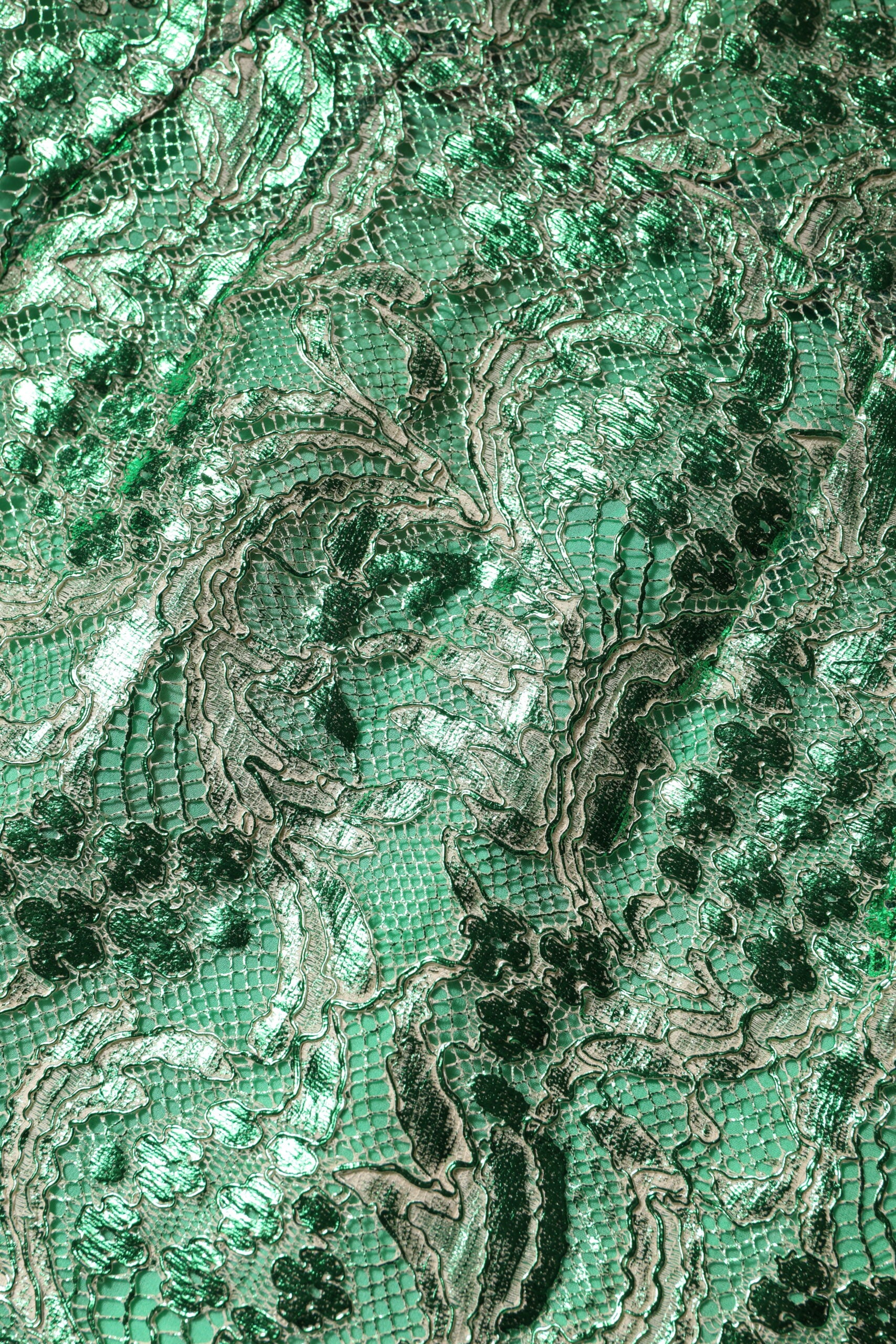 Dolce & Gabbana green floral lace midi dress in cotton-8