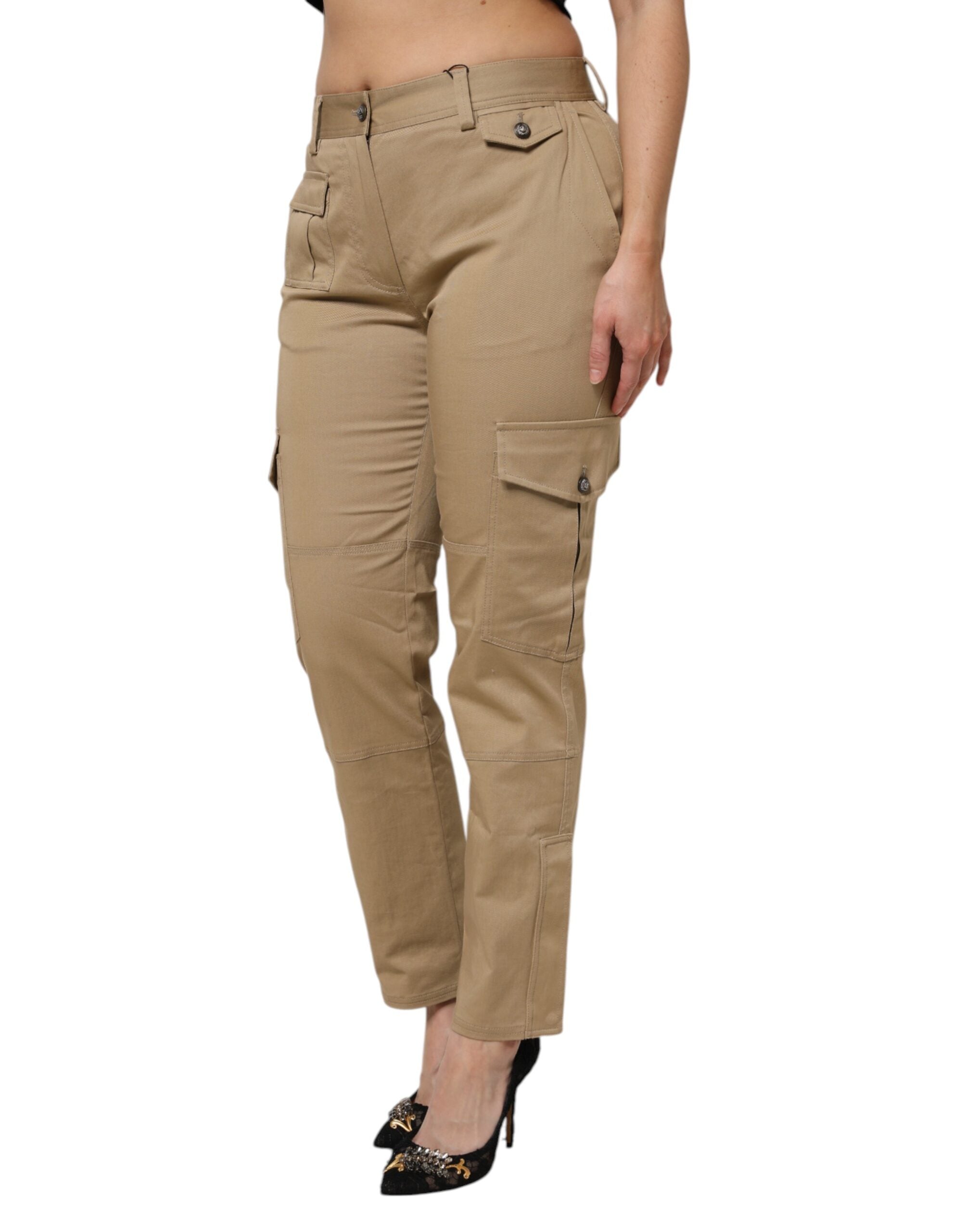 Dolce & Gabbana Brown Cotton Cargo Tapered Trousers-3