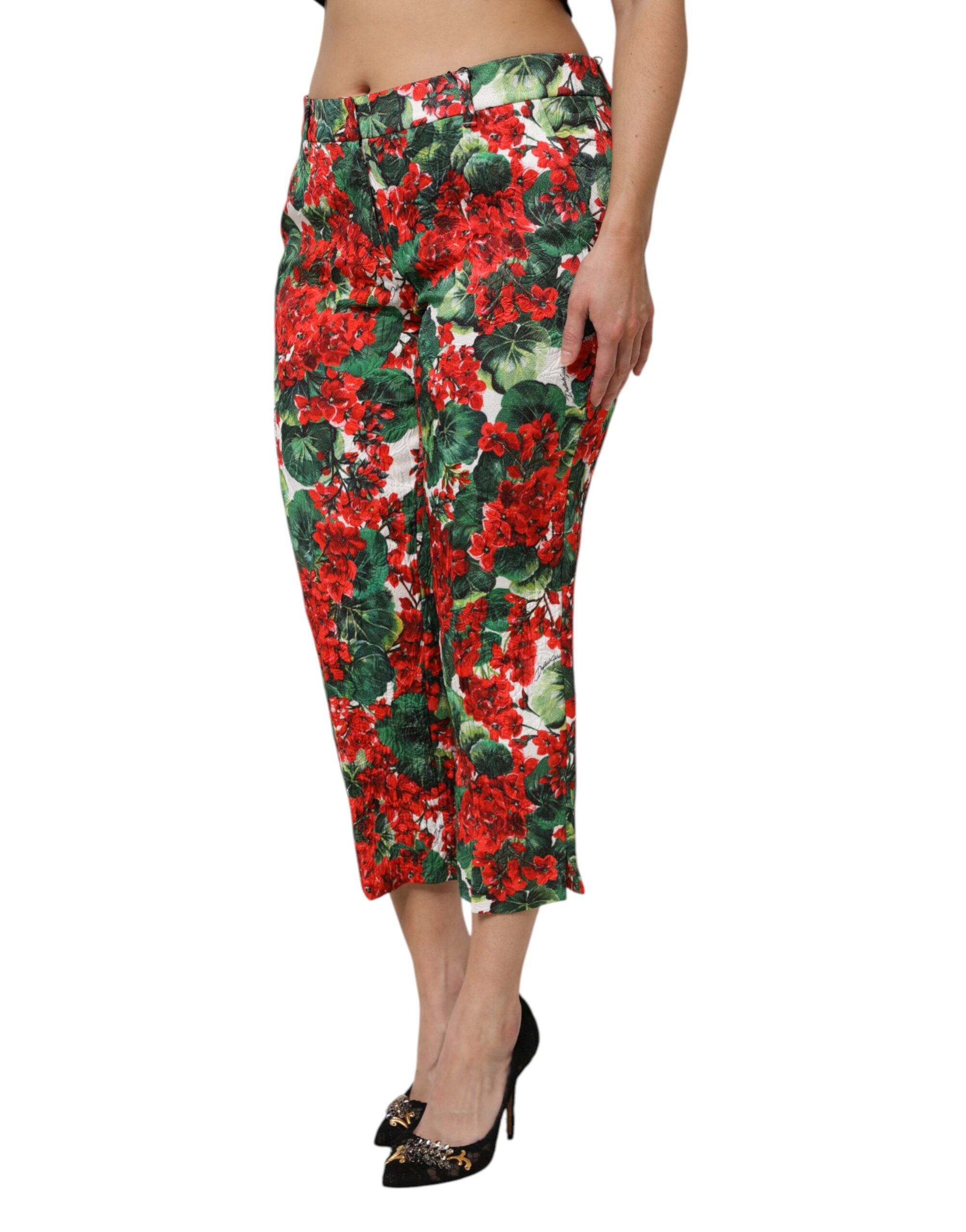Dolce & Gabbana cropped trousers with multicolored floral print-3