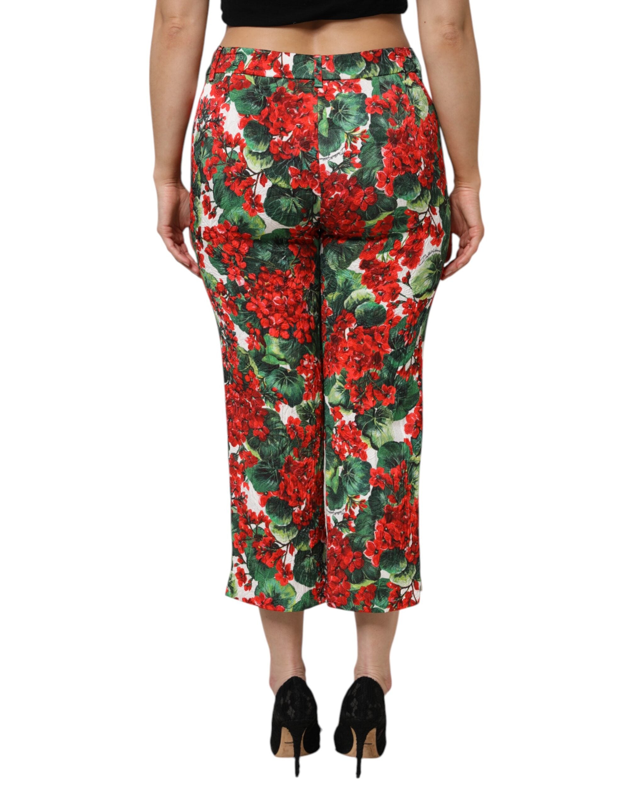 Dolce & Gabbana cropped trousers with multicolored floral print-4