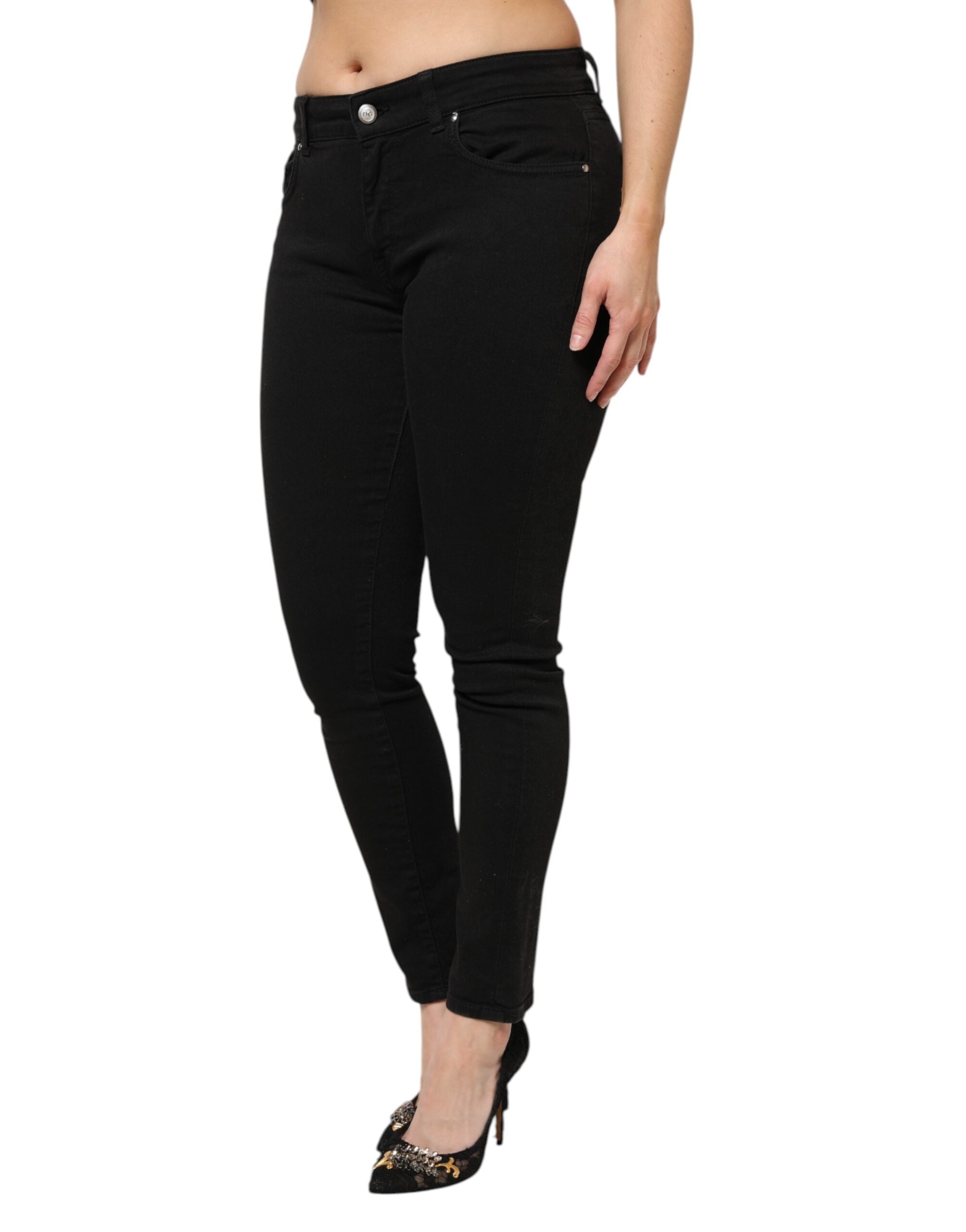 Dolce & Gabbana Schwarze Denim-Jeans mit mittlerer Taille aus Baumwolle-3