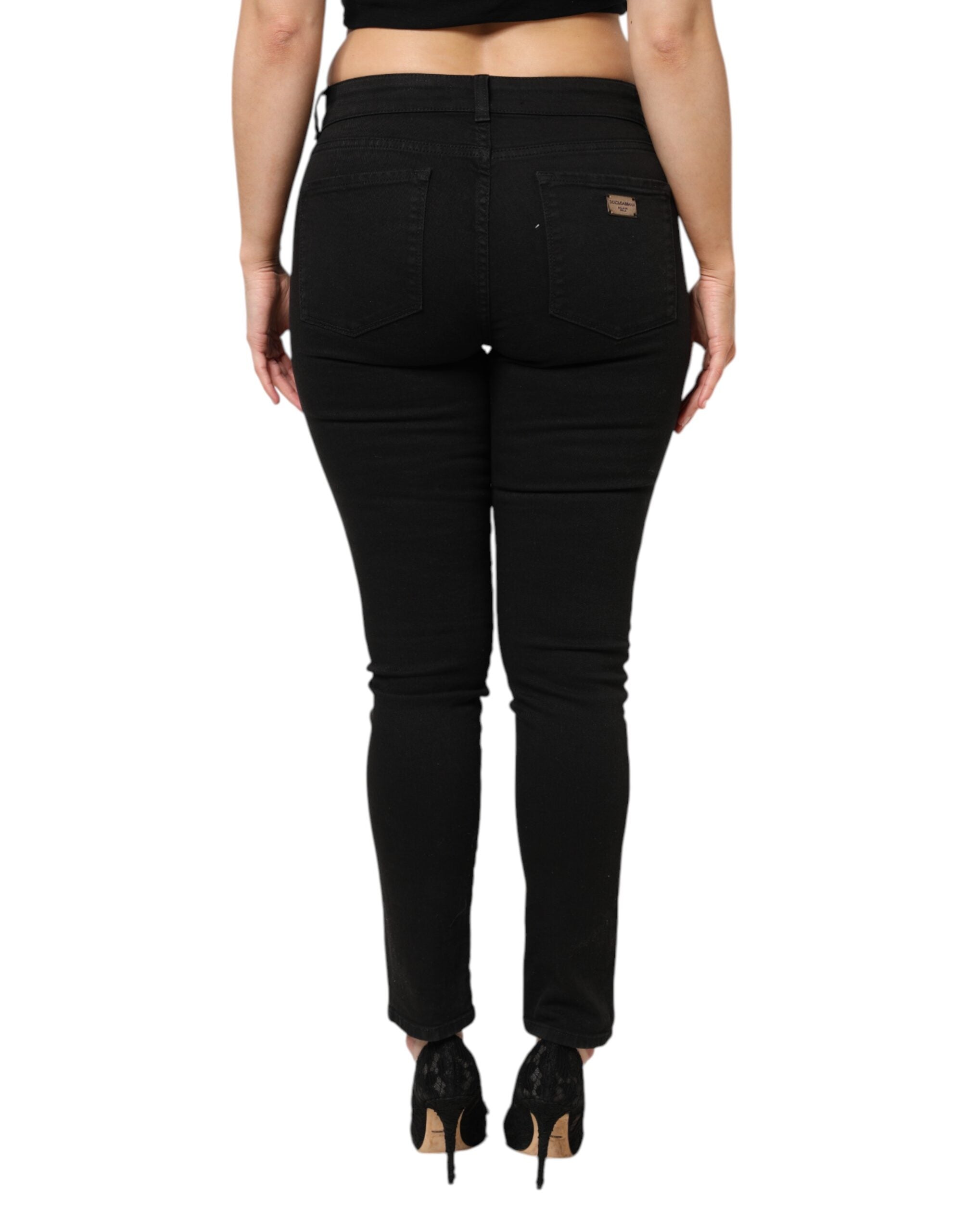 Dolce & Gabbana Schwarze Denim-Jeans mit mittlerer Taille aus Baumwolle-4