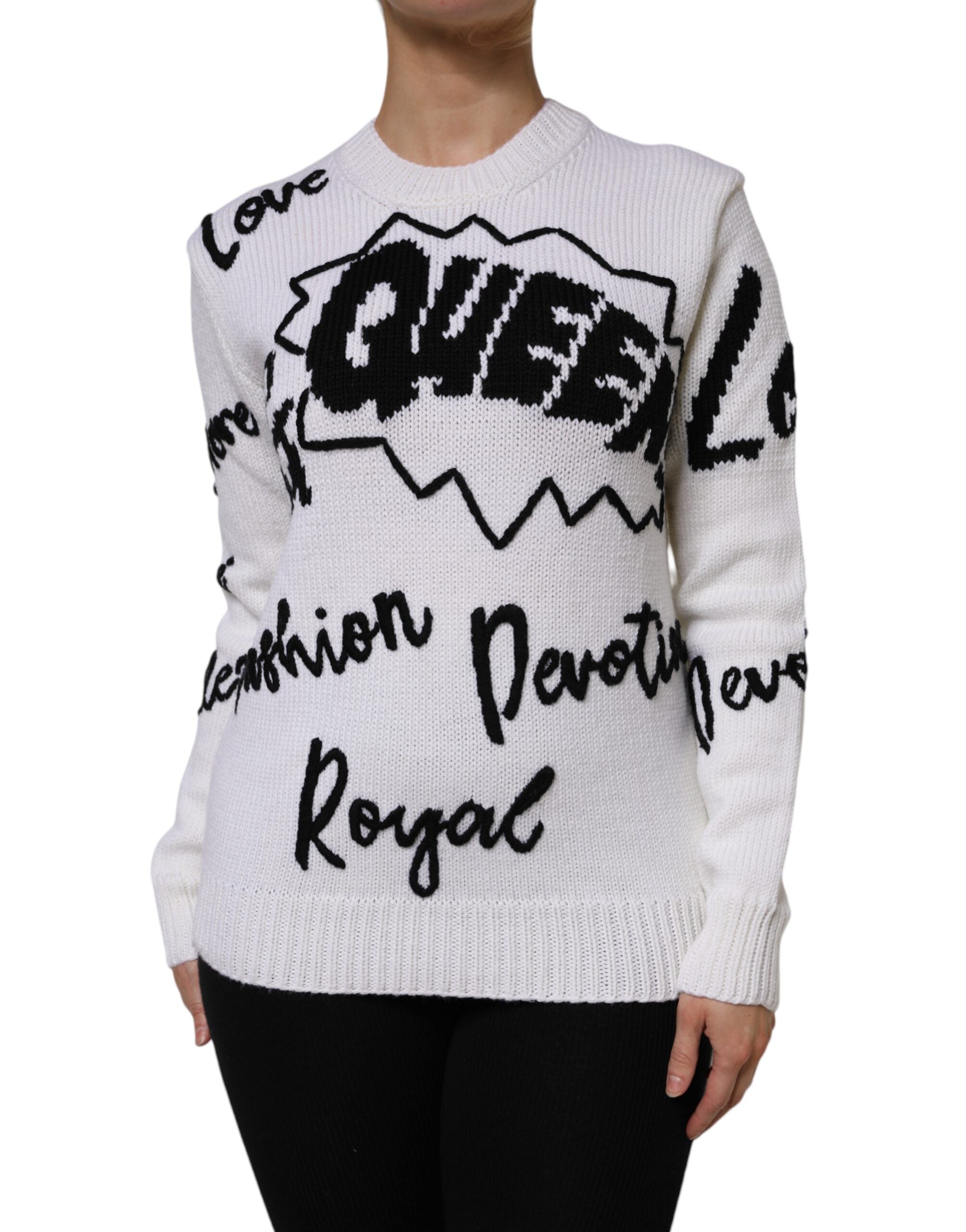 Dolce & Gabbana White round-neck wool sweater-1
