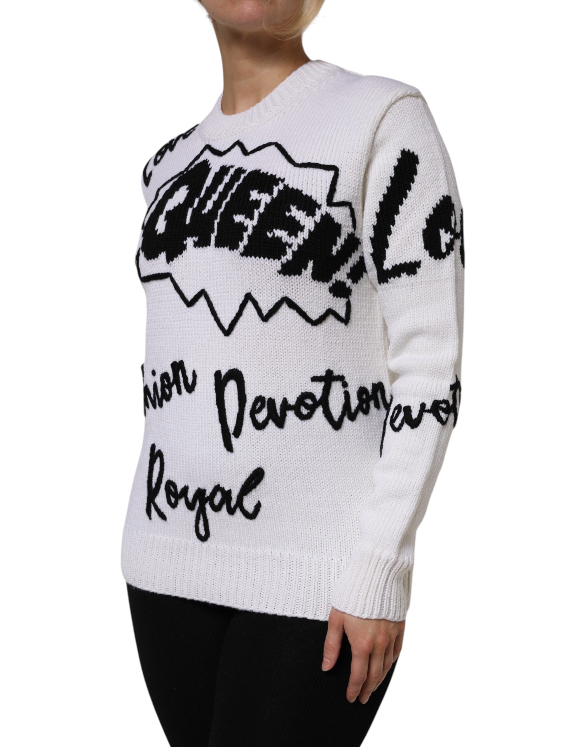 Dolce & Gabbana White round-neck wool sweater-3