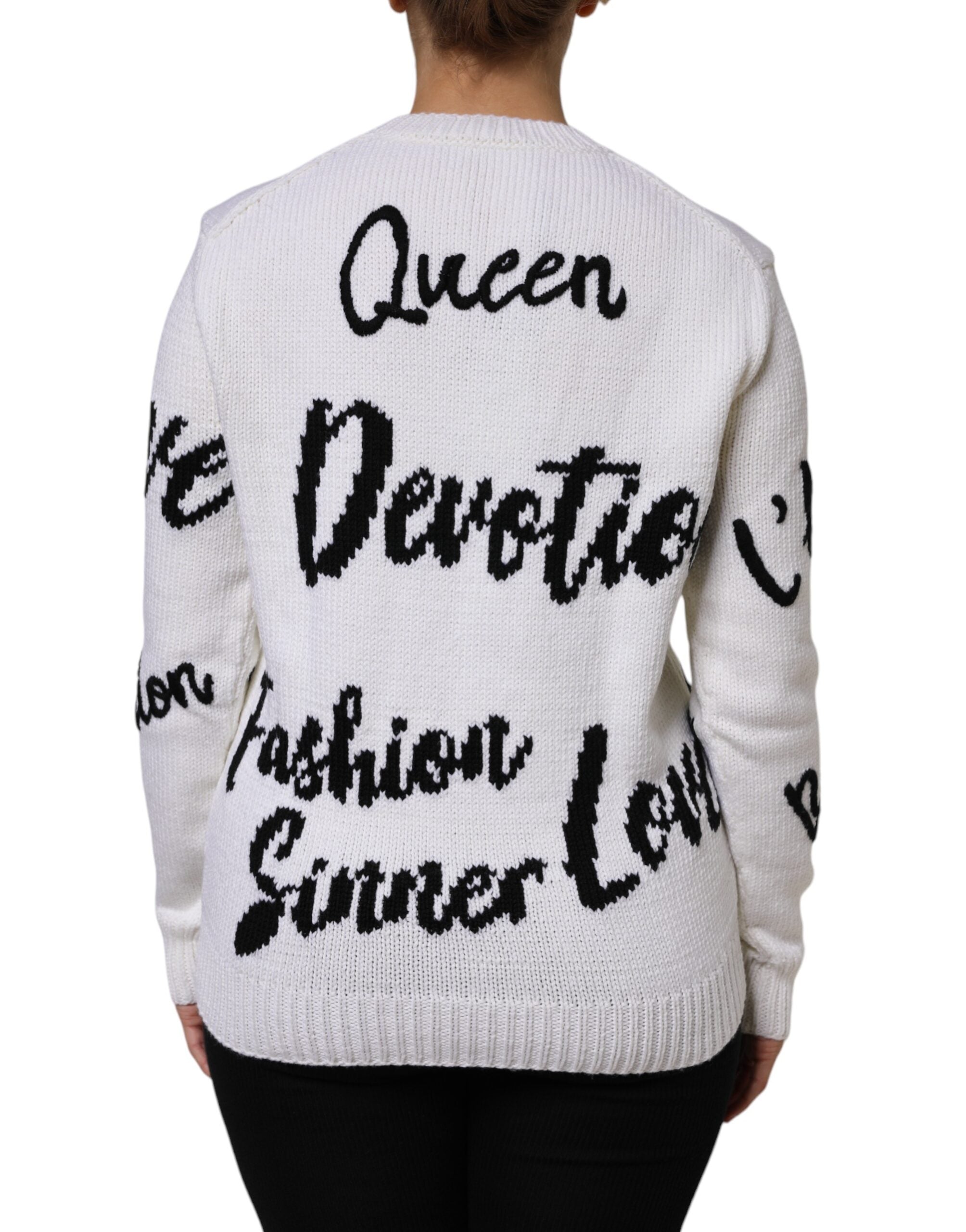 Dolce & Gabbana White round-neck wool sweater-4