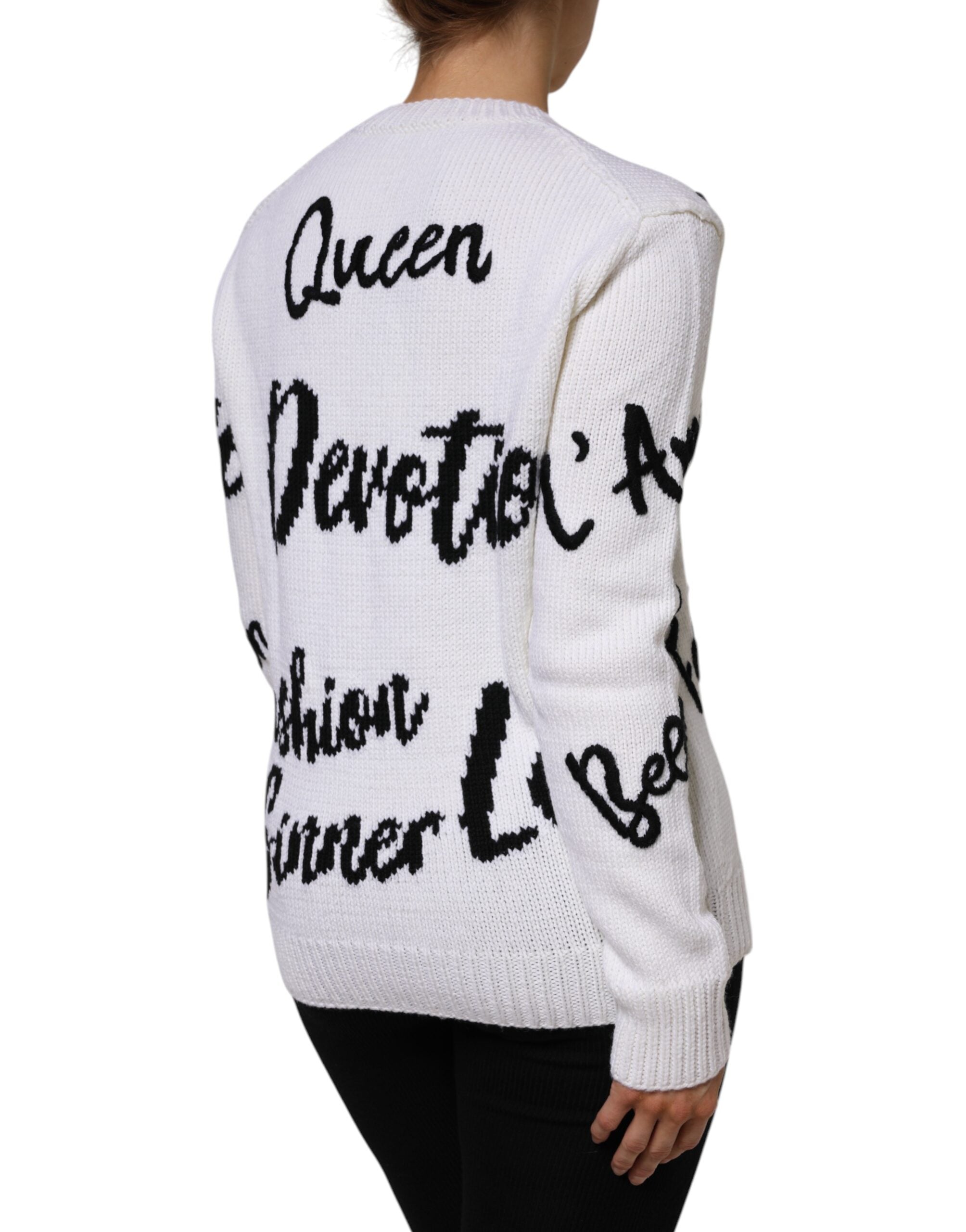 Dolce & Gabbana White round-neck wool sweater-5