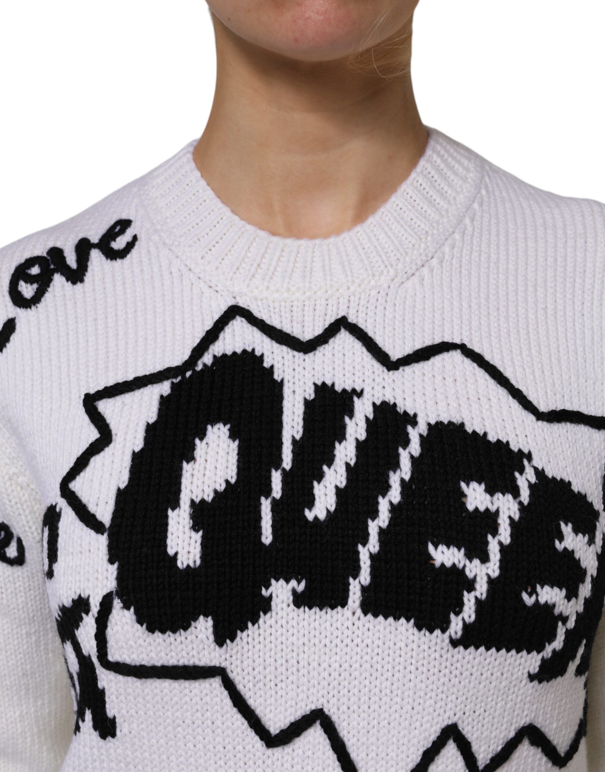 Dolce & Gabbana White round-neck wool sweater-6