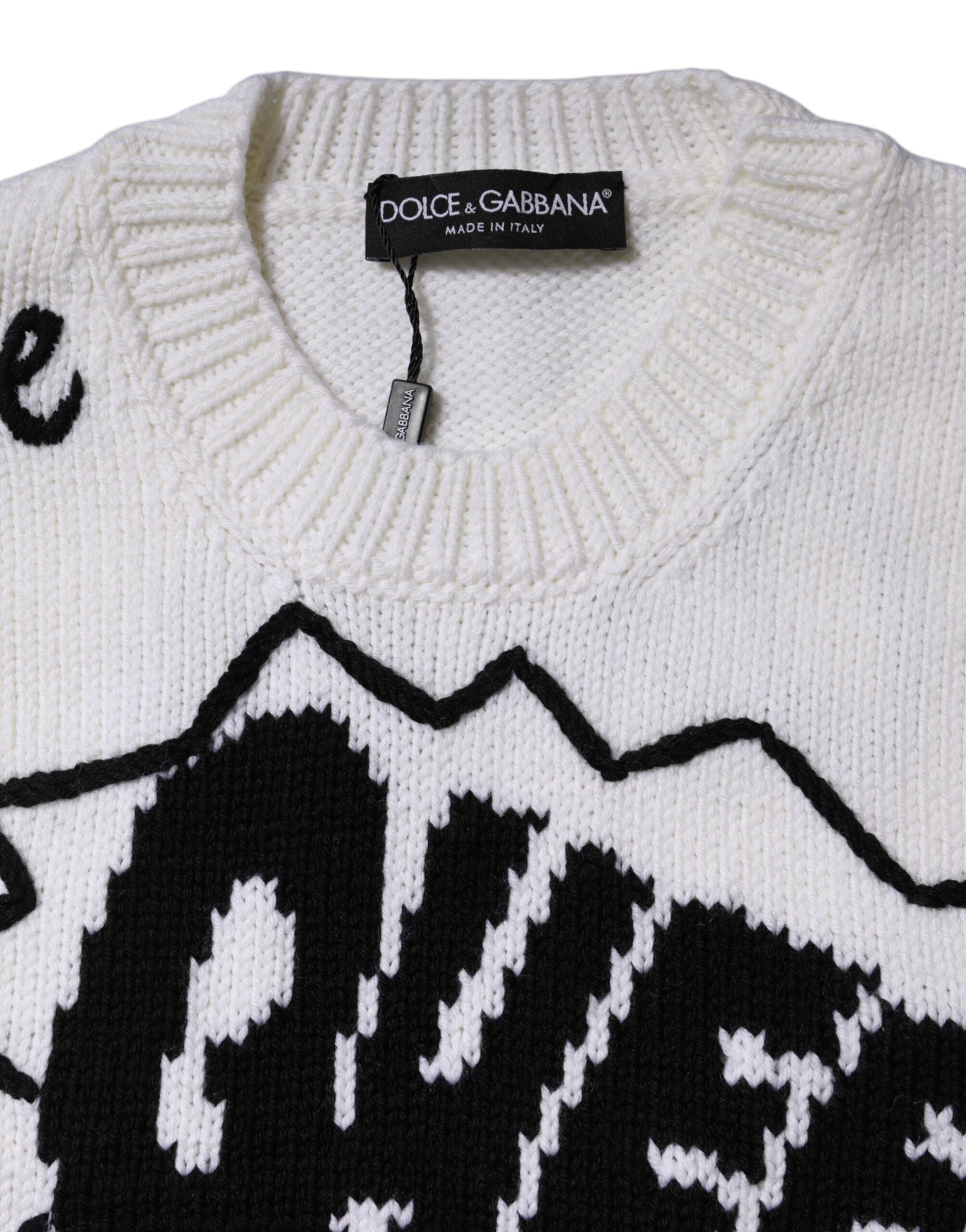 Dolce & Gabbana White round-neck wool sweater-8