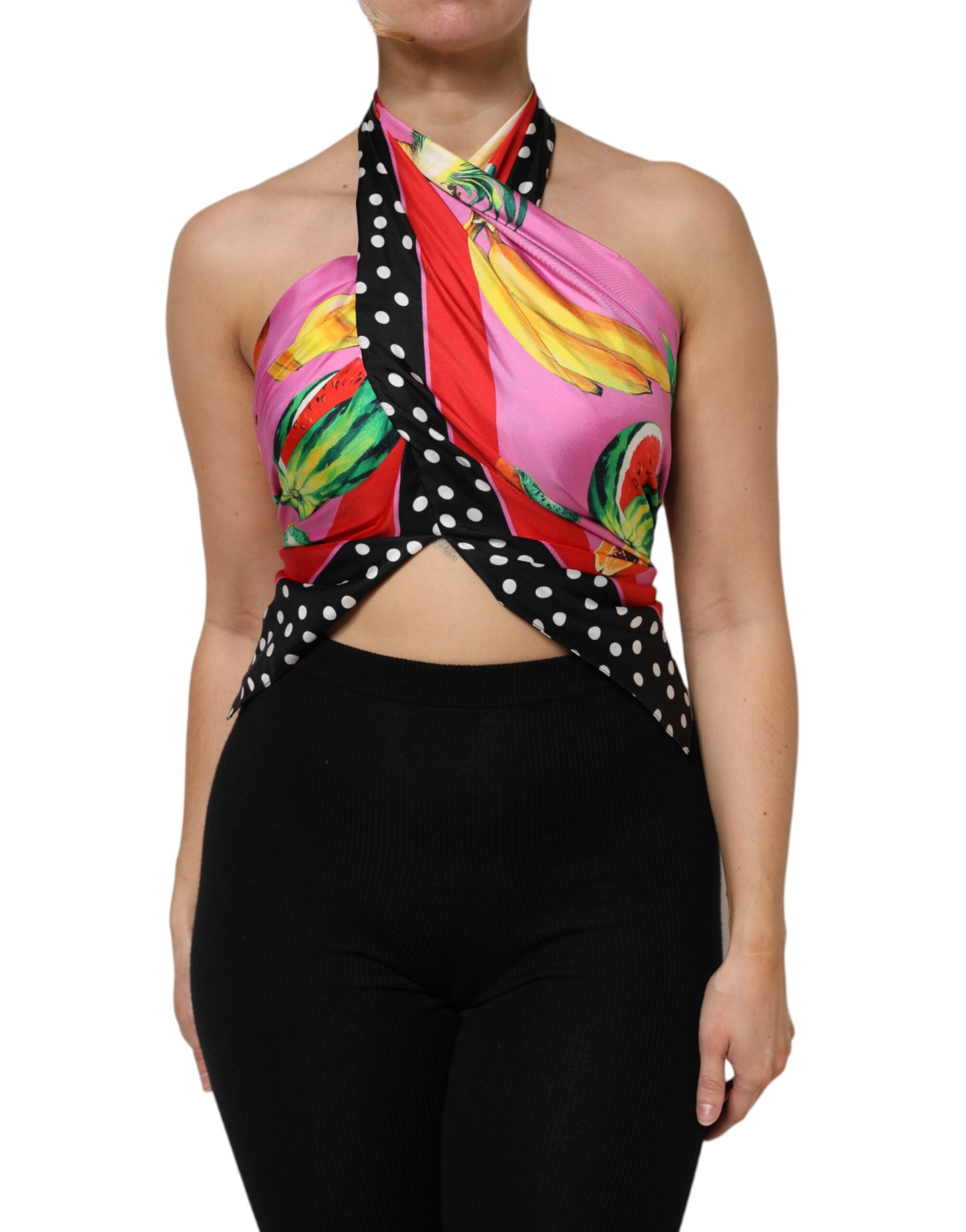 Dolce & Gabbana Multicolor Halter Party Evening Cropped Top-2