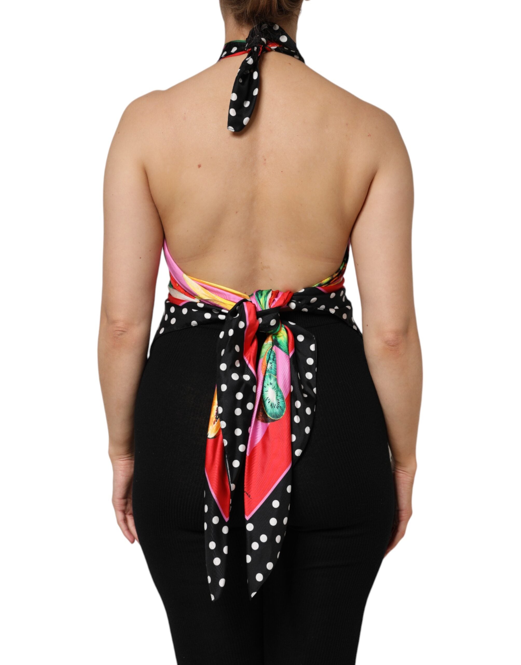 Dolce & Gabbana Multicolor Halter Party Evening Cropped Top-4