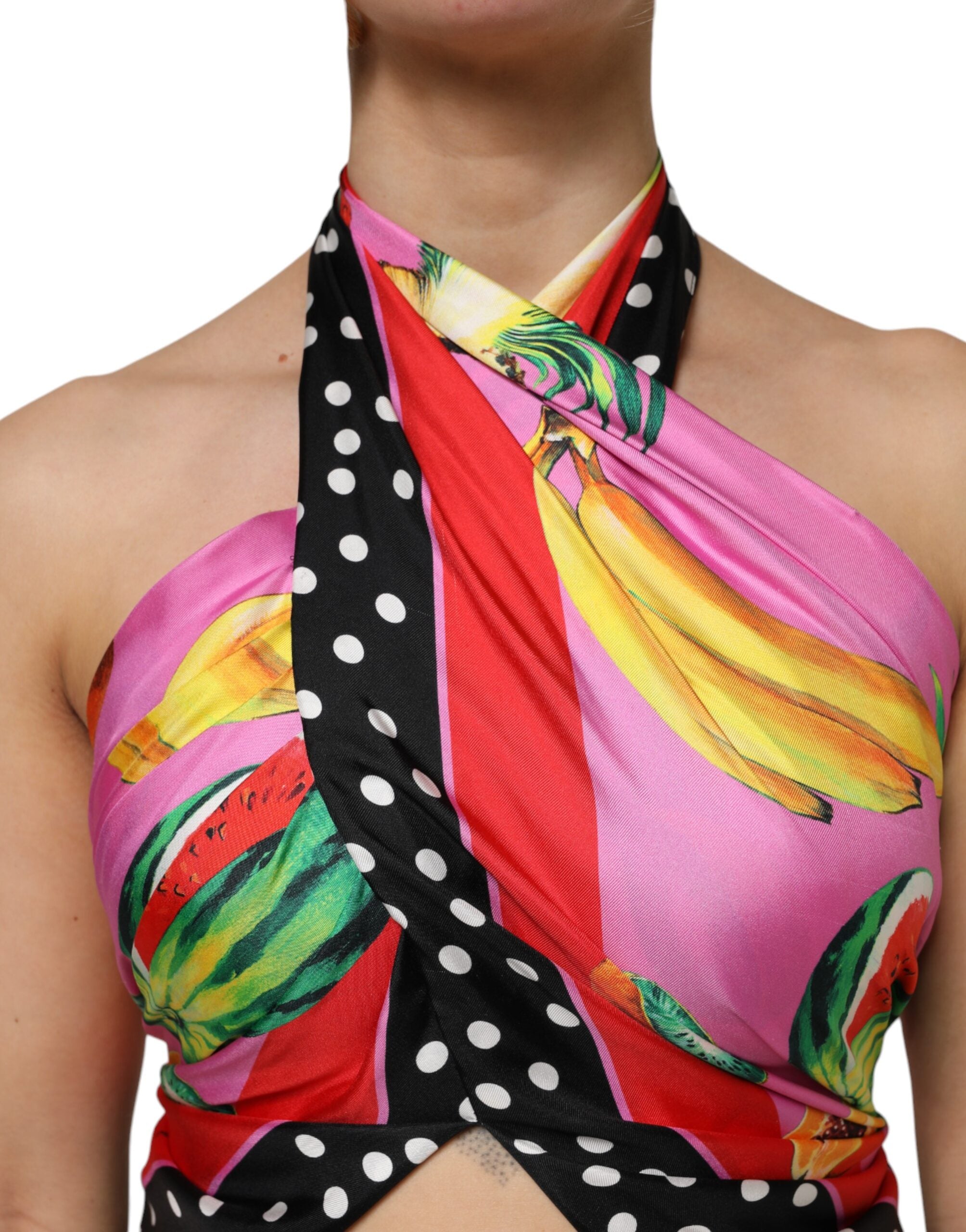 Dolce & Gabbana Multicolor Halter Party Evening Cropped Top-5