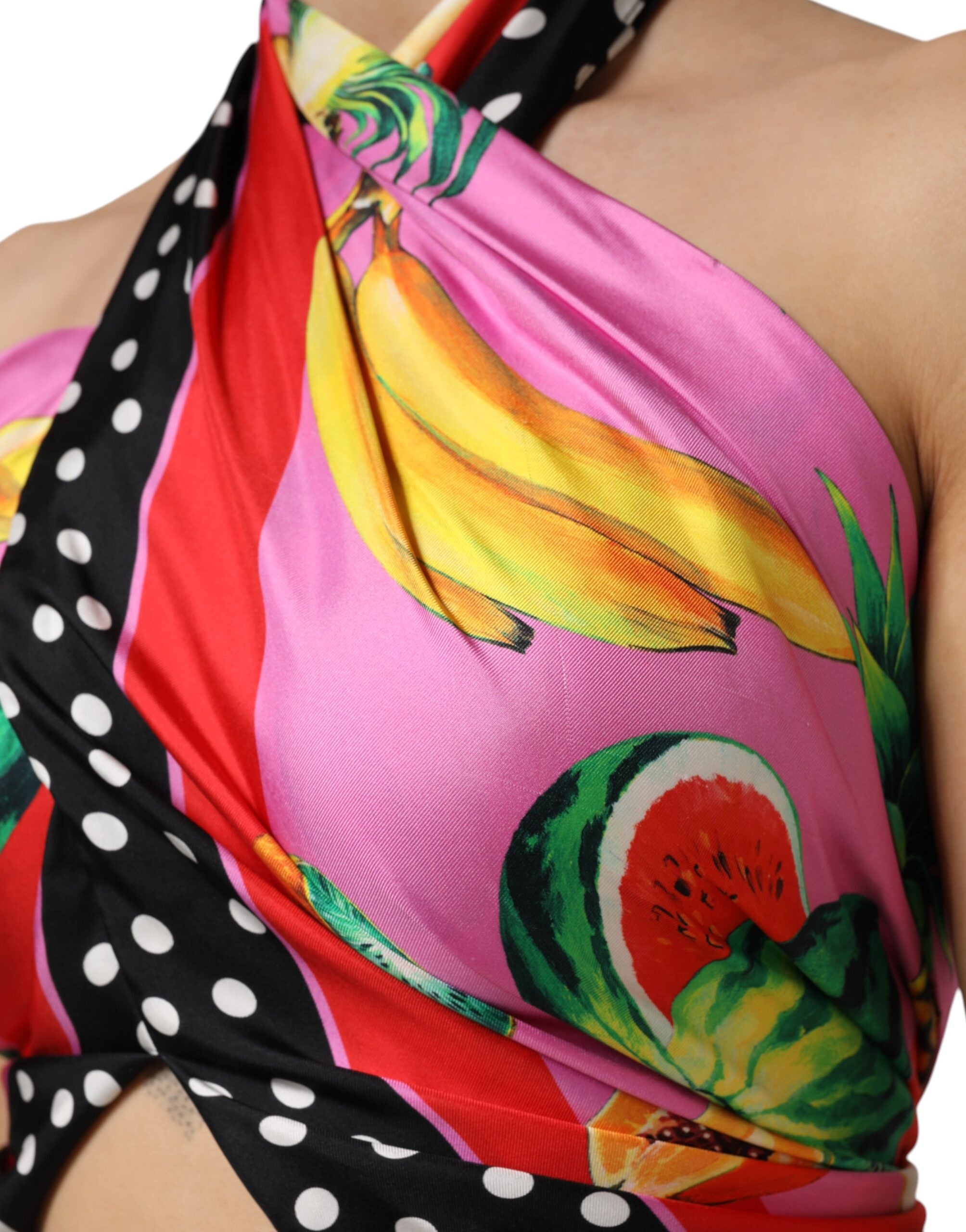 Dolce & Gabbana Multicolor Halter Party Evening Cropped Top-6