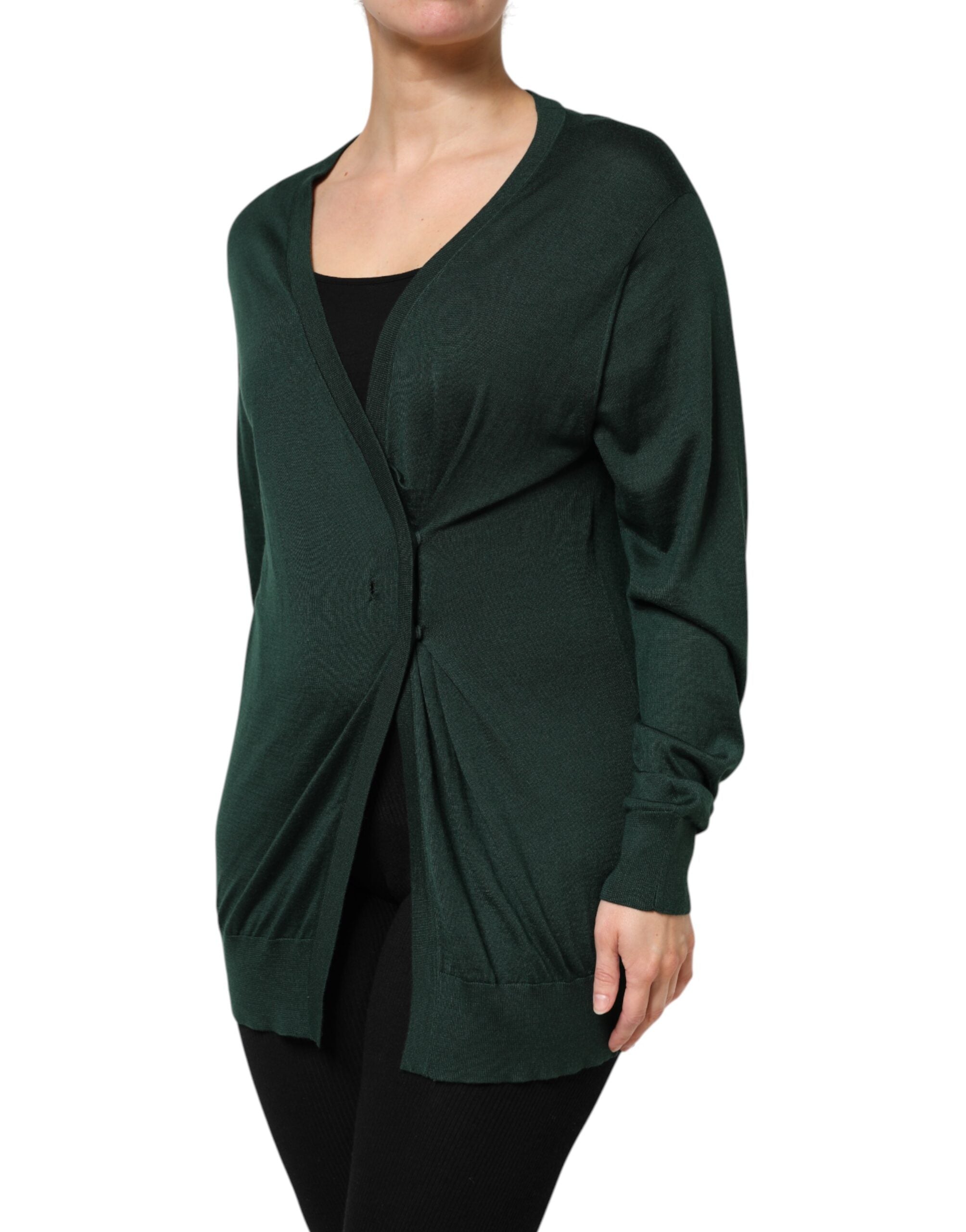 Dolce & Gabbana Dark Green Cashmere Silk Cardigan Sweater-3