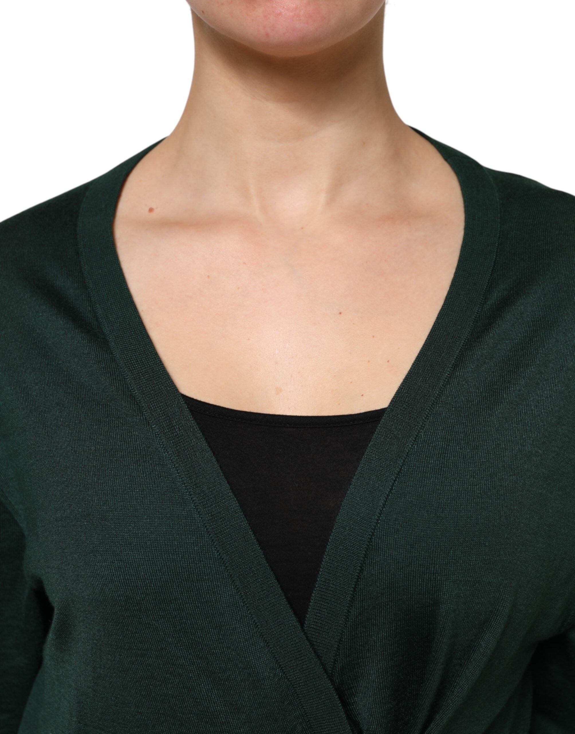 Dolce & Gabbana Dark Green Cashmere Silk Cardigan Sweater-5