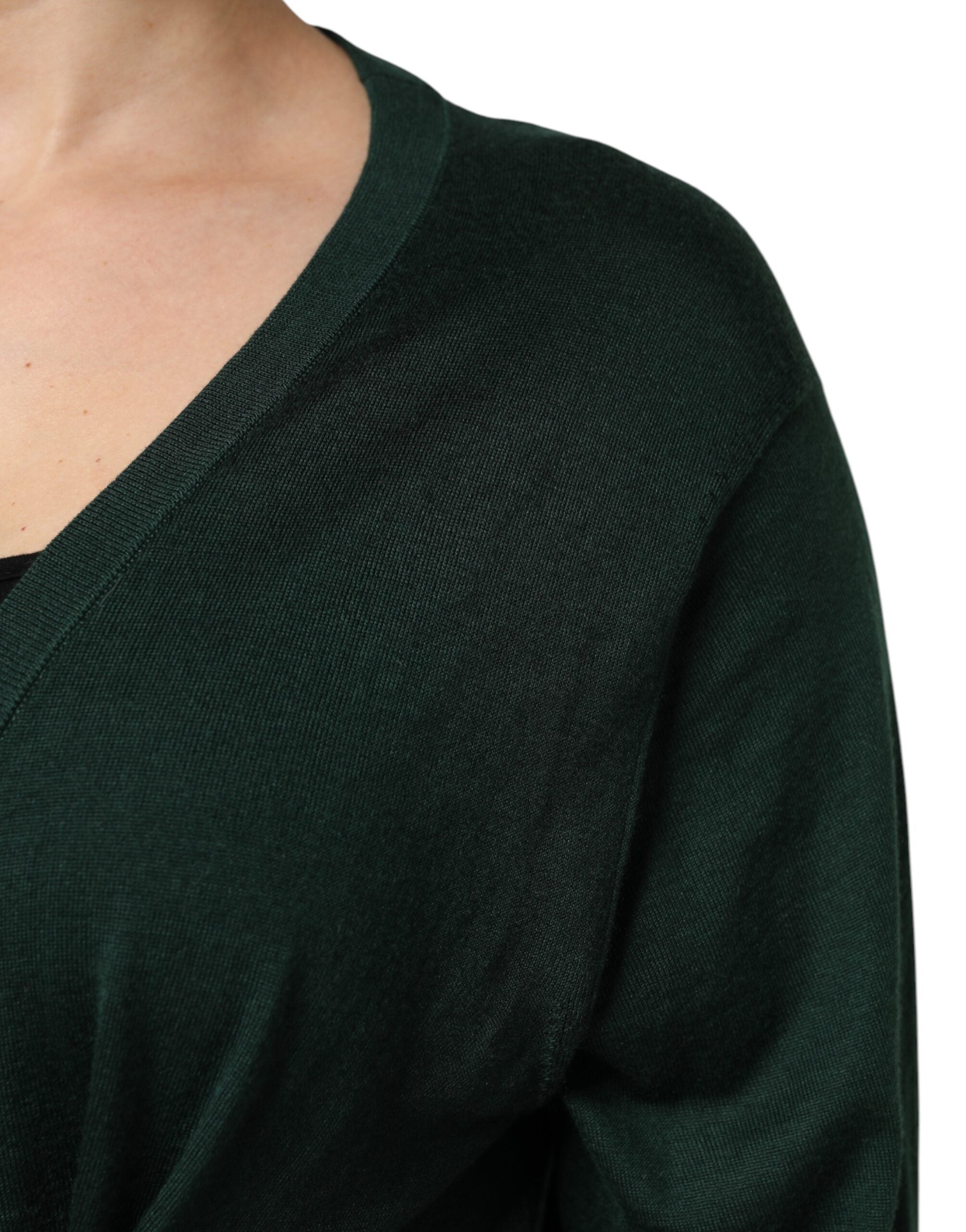 Dolce & Gabbana Dark Green Cashmere Silk Cardigan Sweater-6