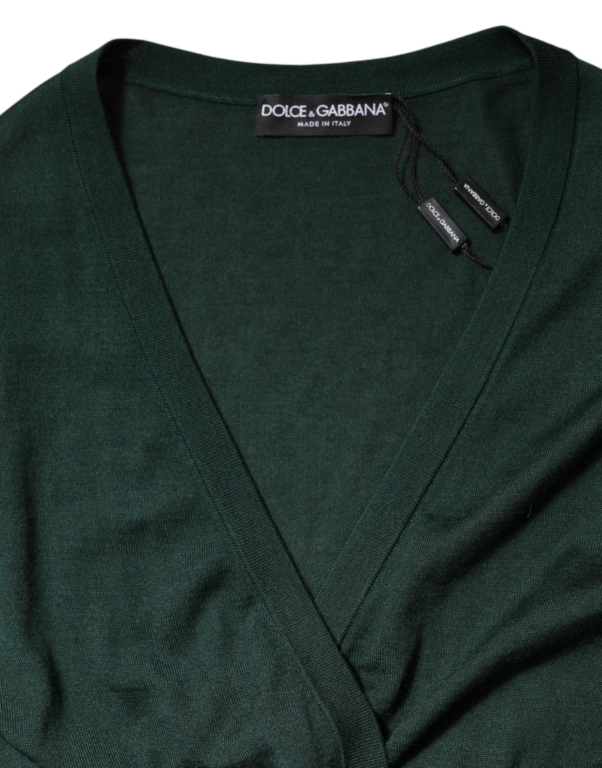 Dolce & Gabbana Dark Green Cashmere Silk Cardigan Sweater-8