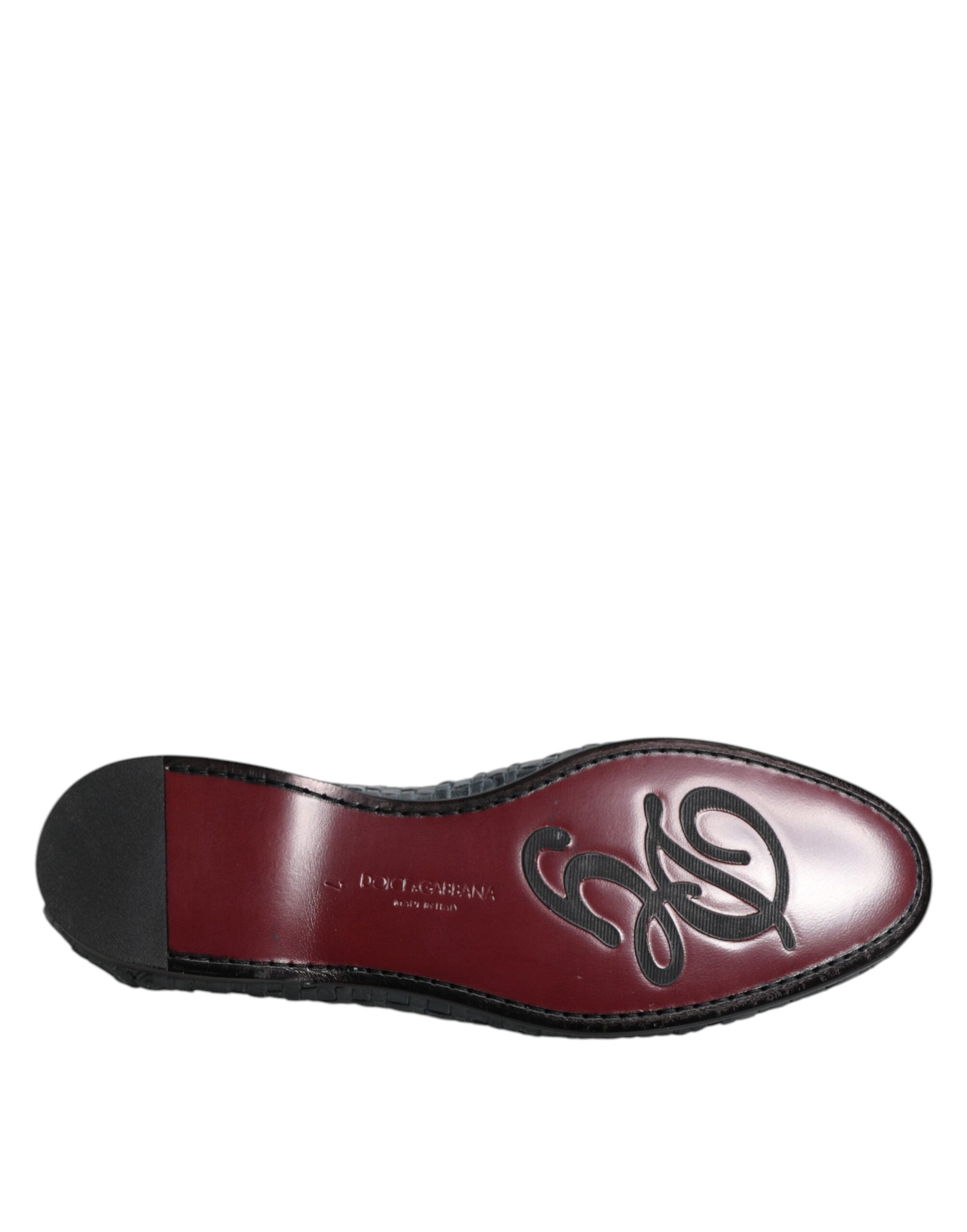 Dolce & Gabbana Blaue gewebte Leder Slipper Schuhe-8