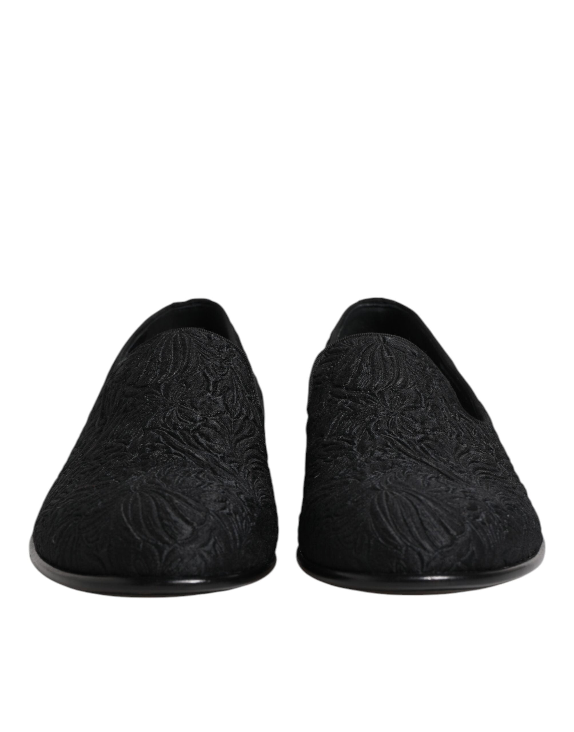 Dolce & Gabbana Schwarze Jacquard Slipper Formelle Schuhe-2