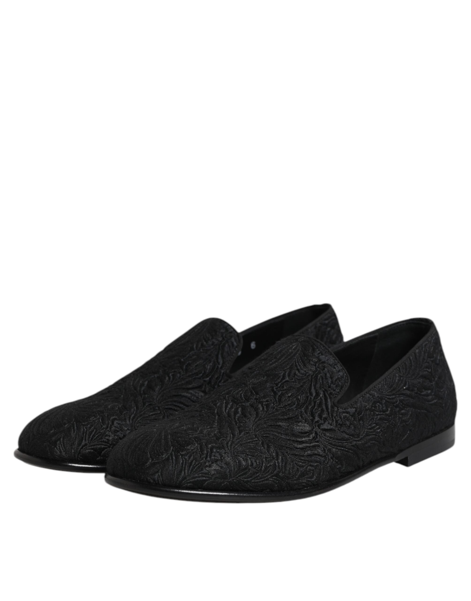 Dolce & Gabbana Schwarze Jacquard Slipper Formelle Schuhe-4