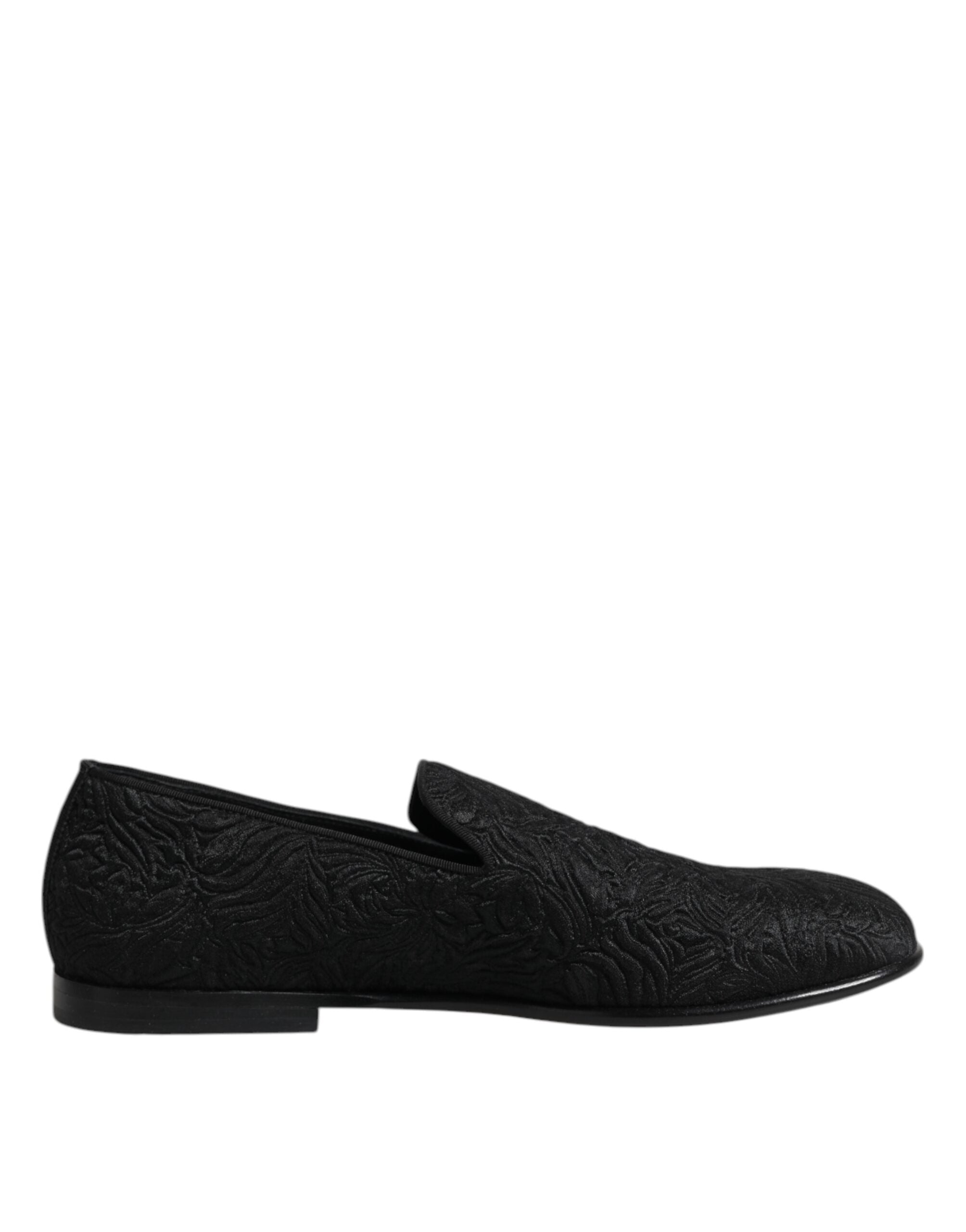 Dolce & Gabbana Schwarze Jacquard Slipper Formelle Schuhe-7