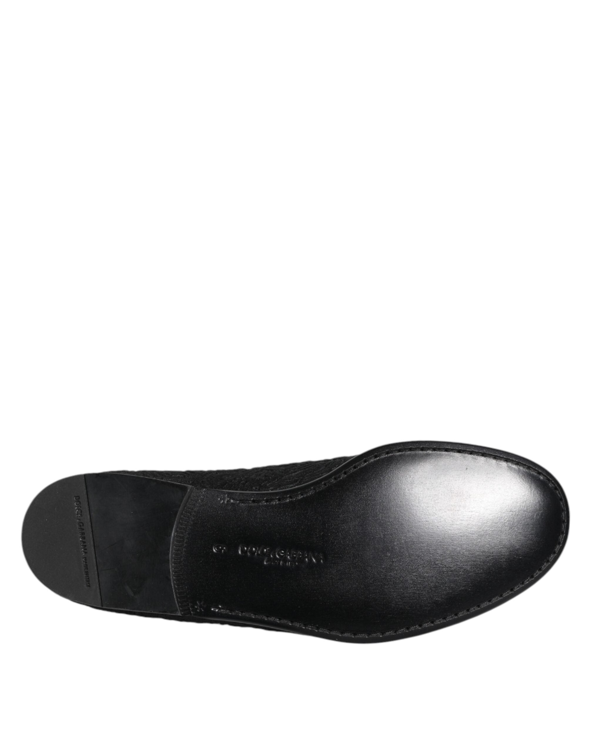 Dolce & Gabbana Schwarze Jacquard Slipper Formelle Schuhe-8