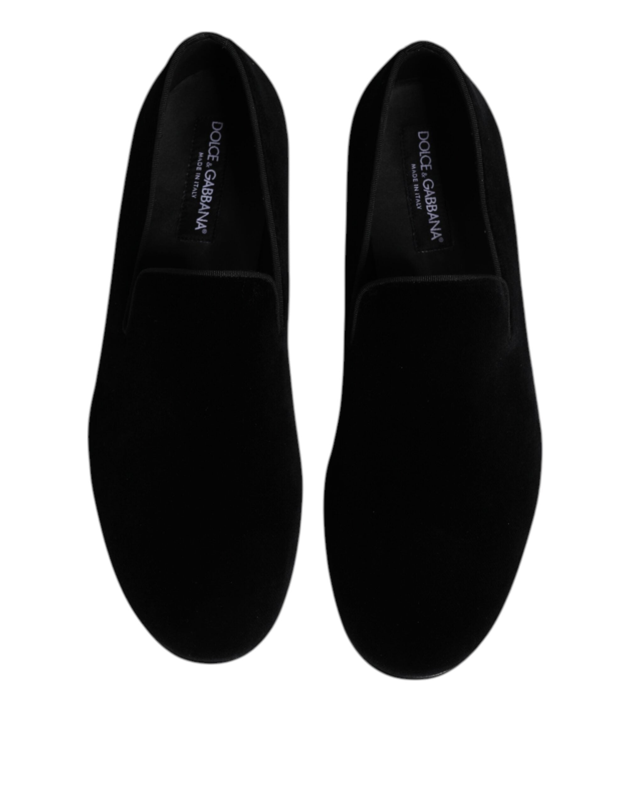 Dolce & Gabbana Black Velvet Slip-On Loafers Formal Shoes-3