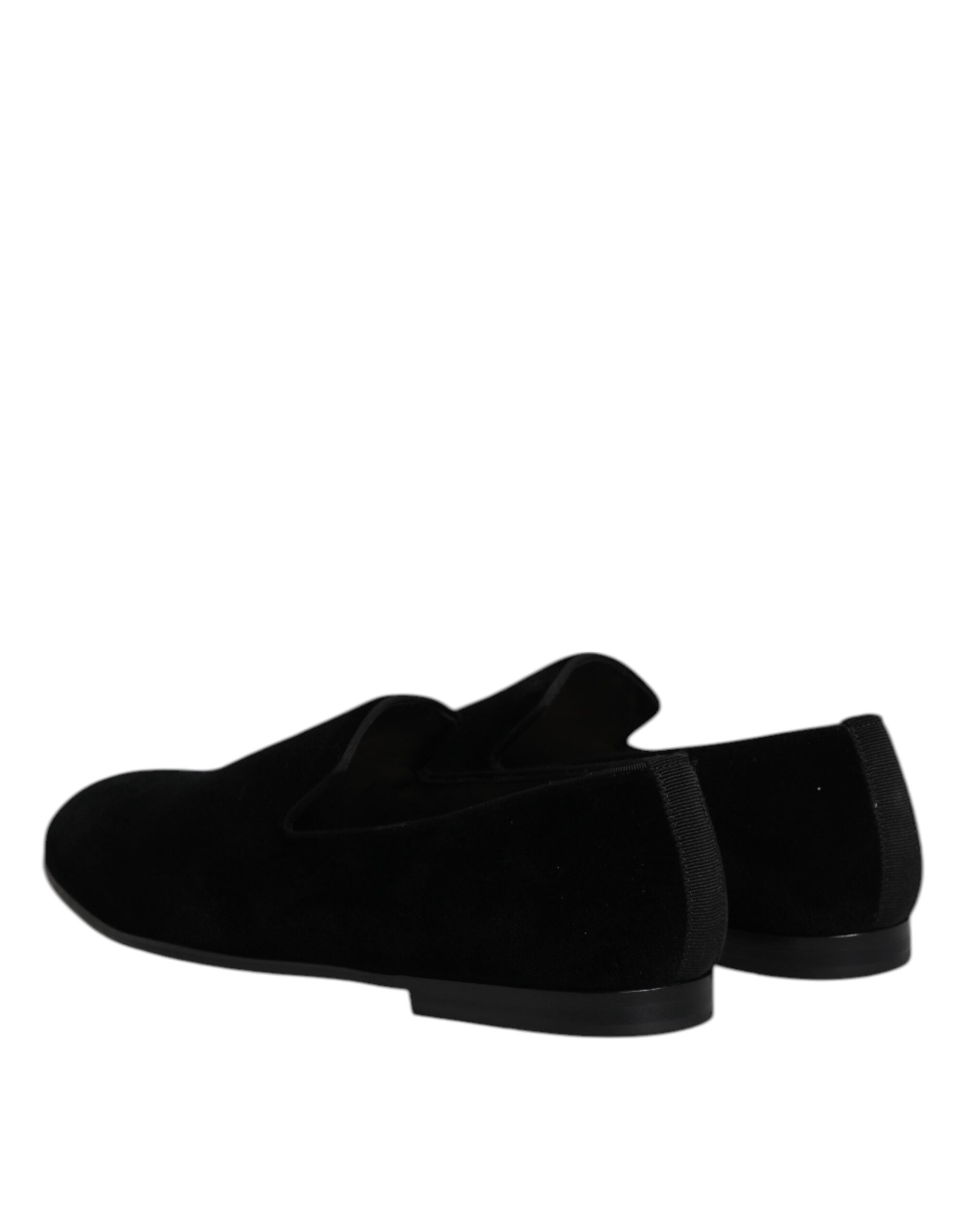Dolce & Gabbana Black Velvet Slip-On Loafers Formal Shoes-5