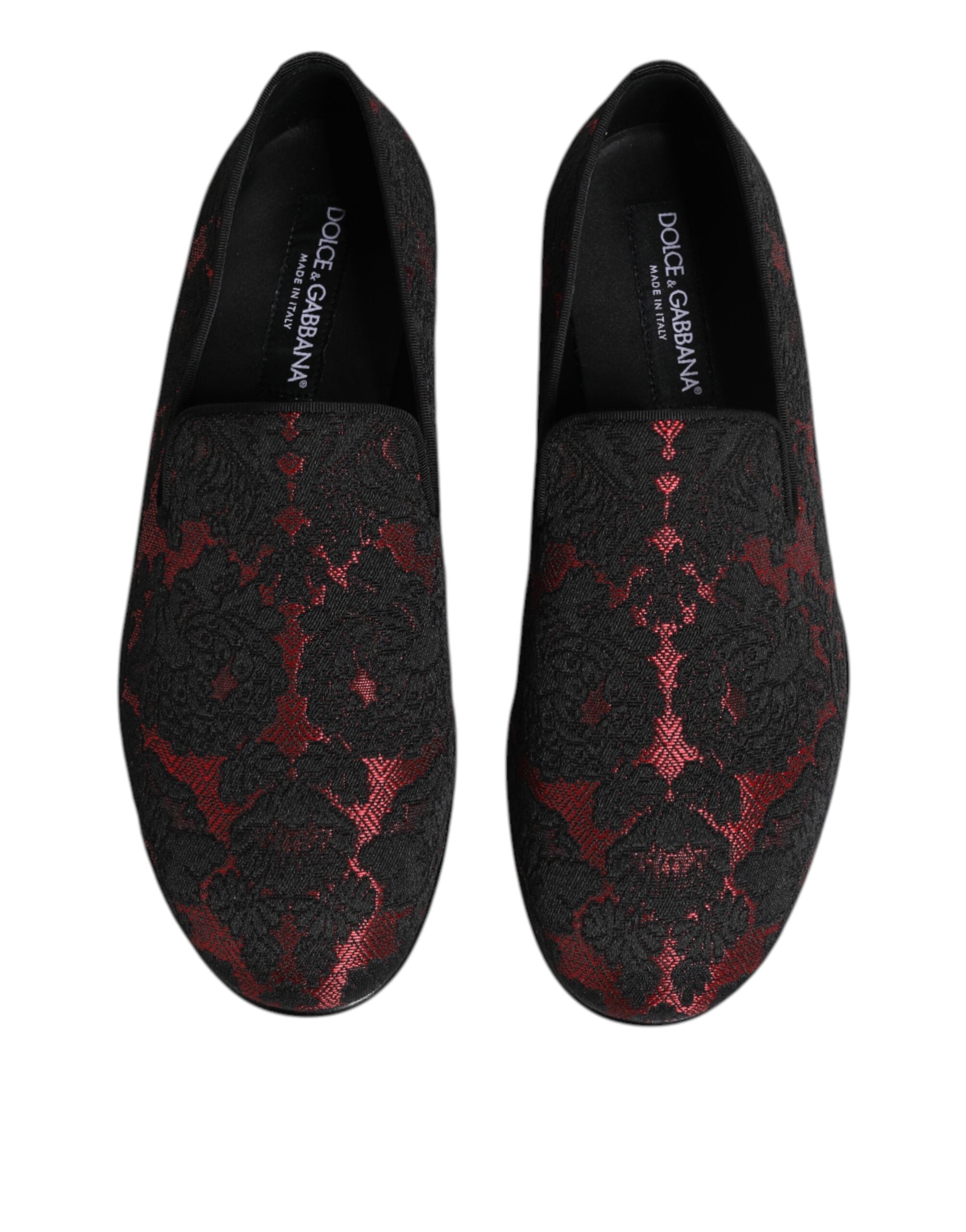 Mocasines sin cordones Dolce & Gabbana en jacquard rojo y negro-3