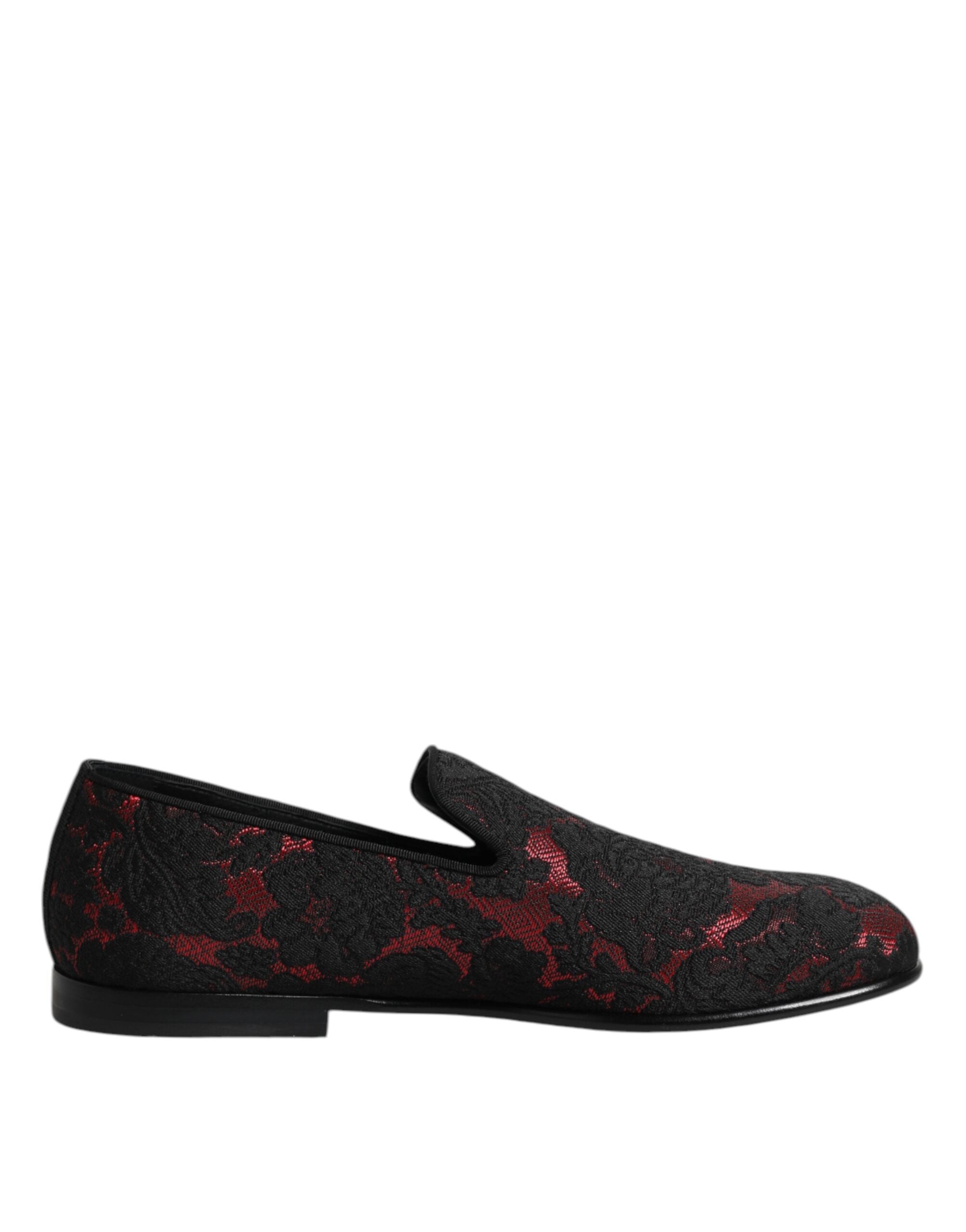 Mocasines sin cordones Dolce & Gabbana en jacquard rojo y negro-1
