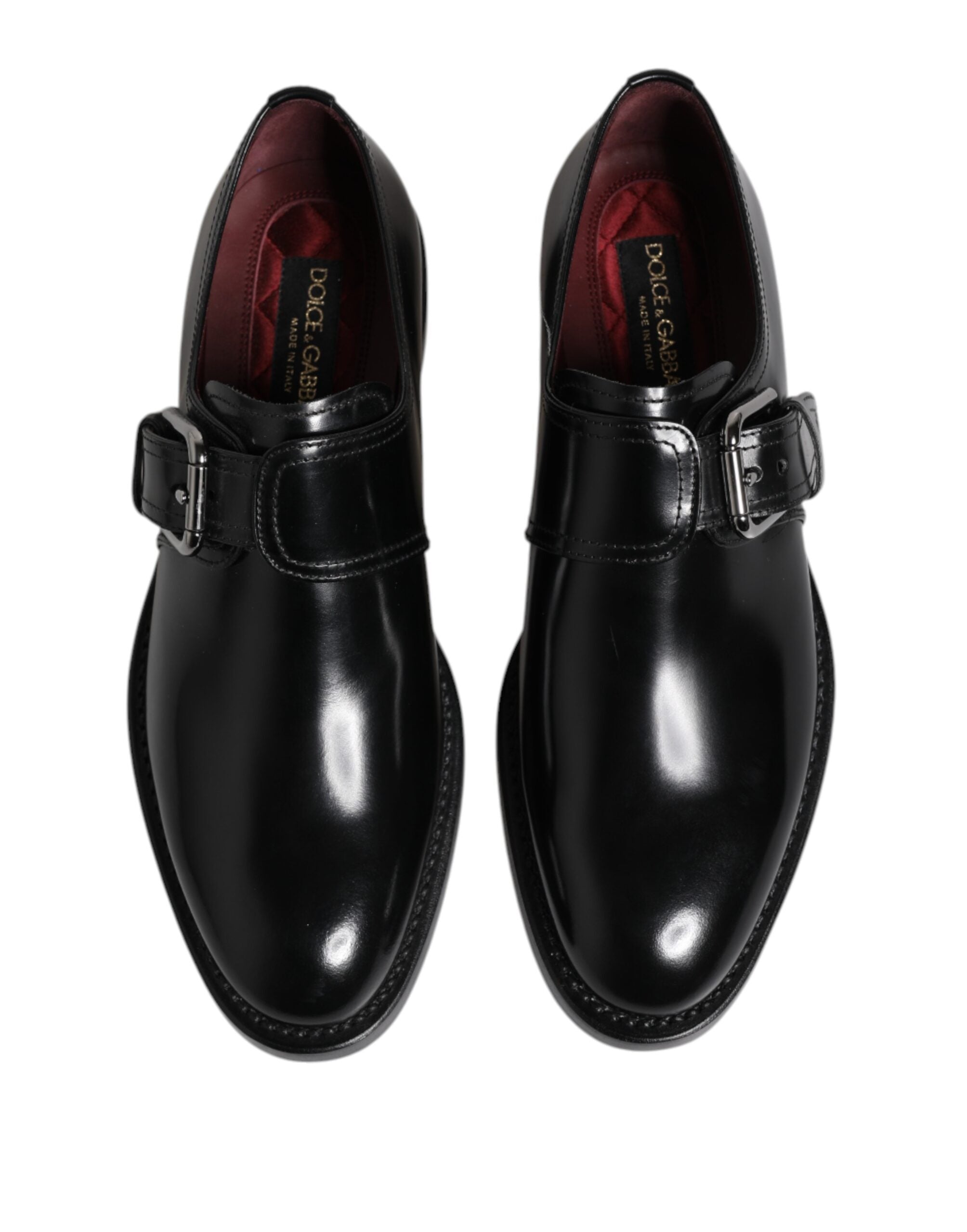 Dolce & Gabbana Black Leather Monk Strap Derby Formal Shoes-3