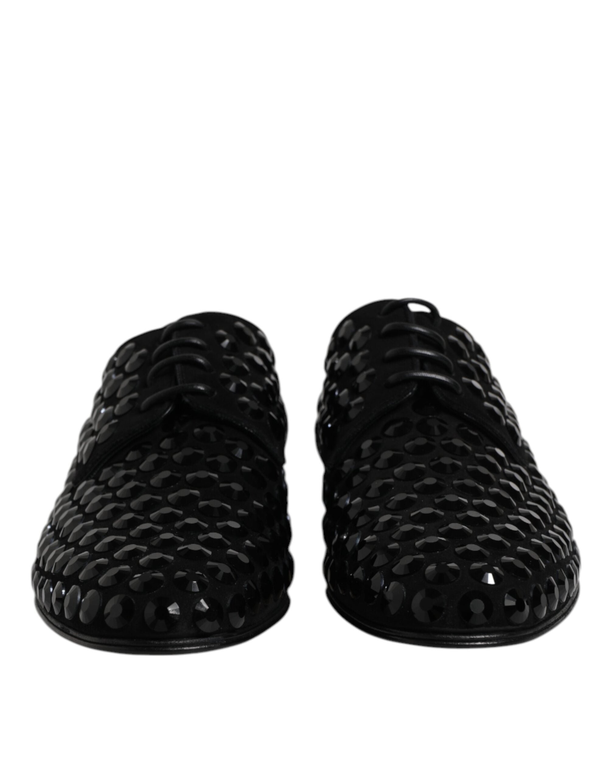 Dolce & Gabbana Schwarze Wildleder Strass Derby Formelle Schuhe-2