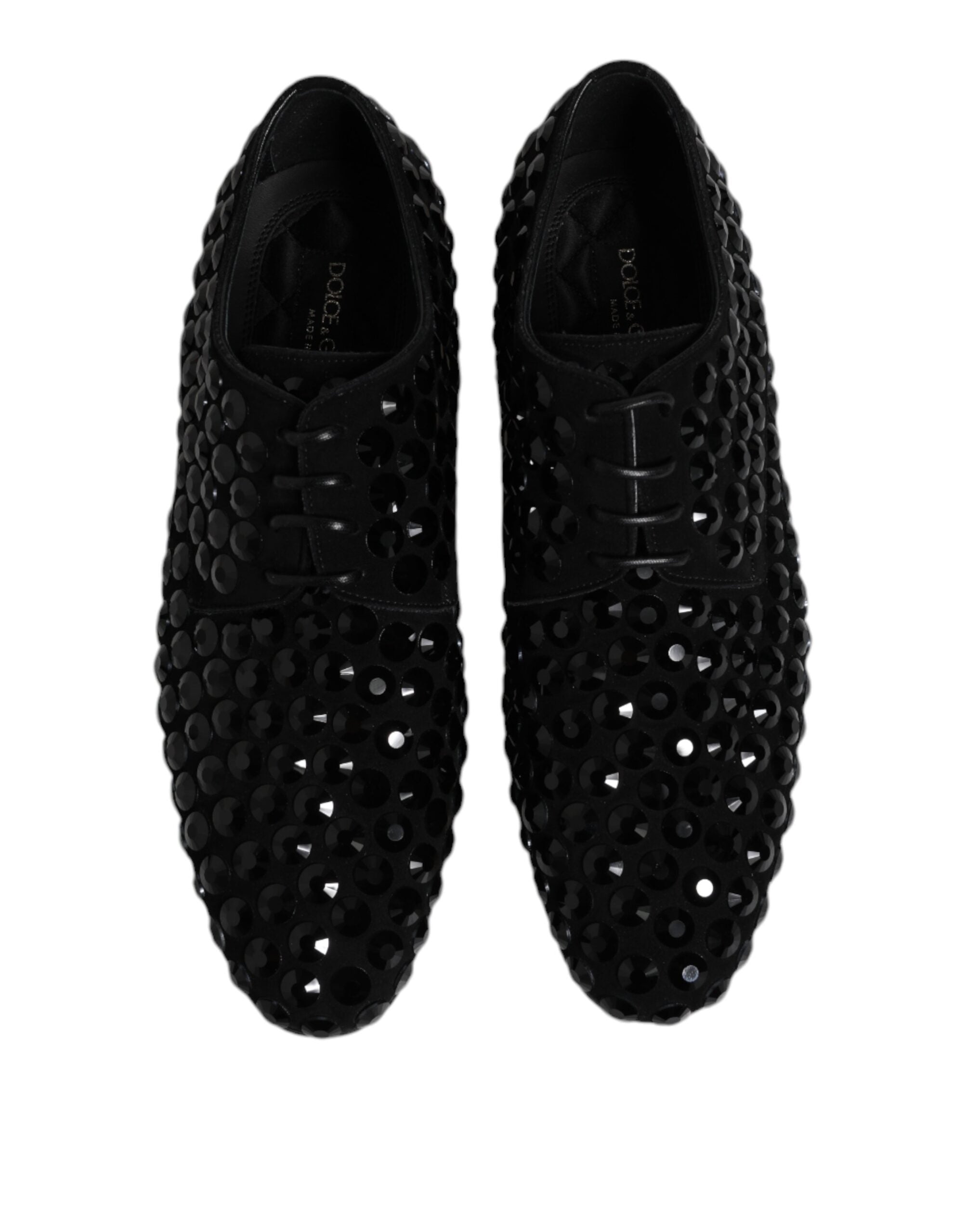 Dolce & Gabbana Schwarze Wildleder Strass Derby Formelle Schuhe-3
