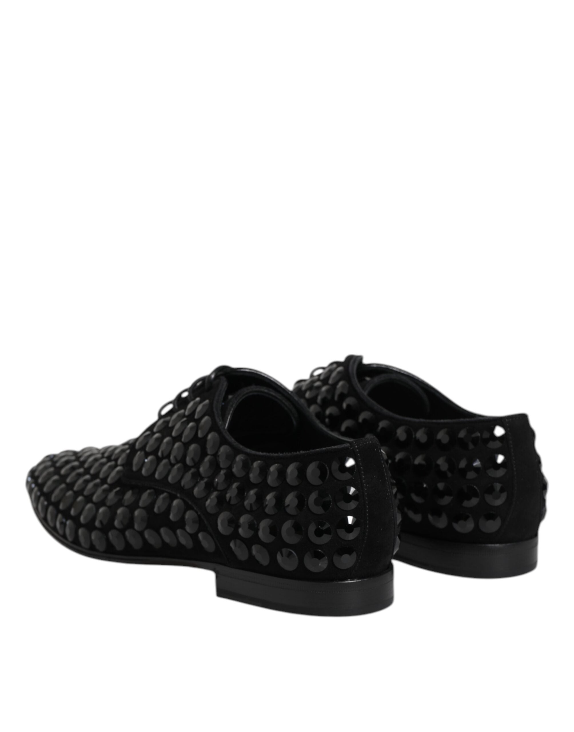 Dolce & Gabbana Schwarze Wildleder Strass Derby Formelle Schuhe-5