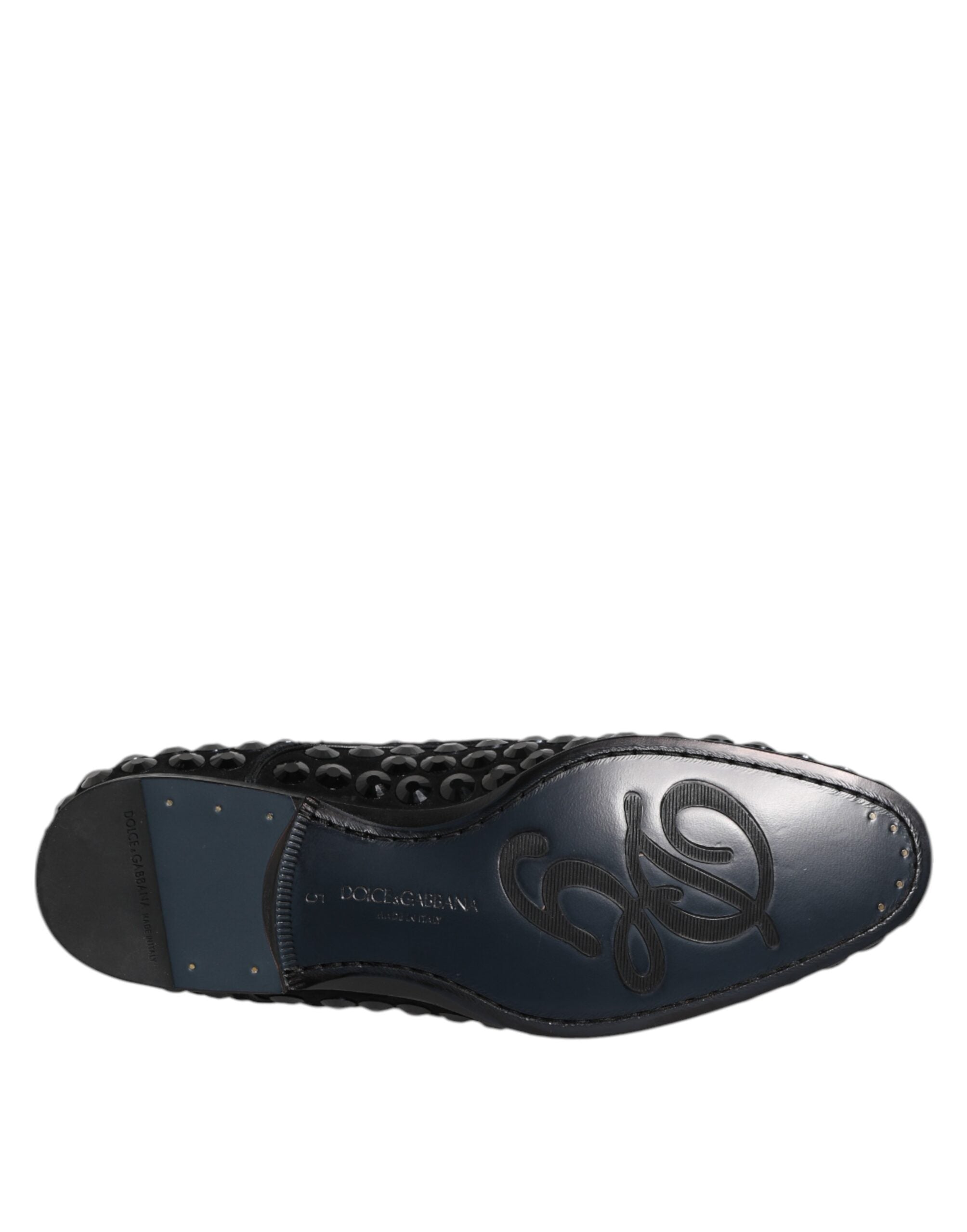 Dolce & Gabbana Schwarze Wildleder Strass Derby Formelle Schuhe-8