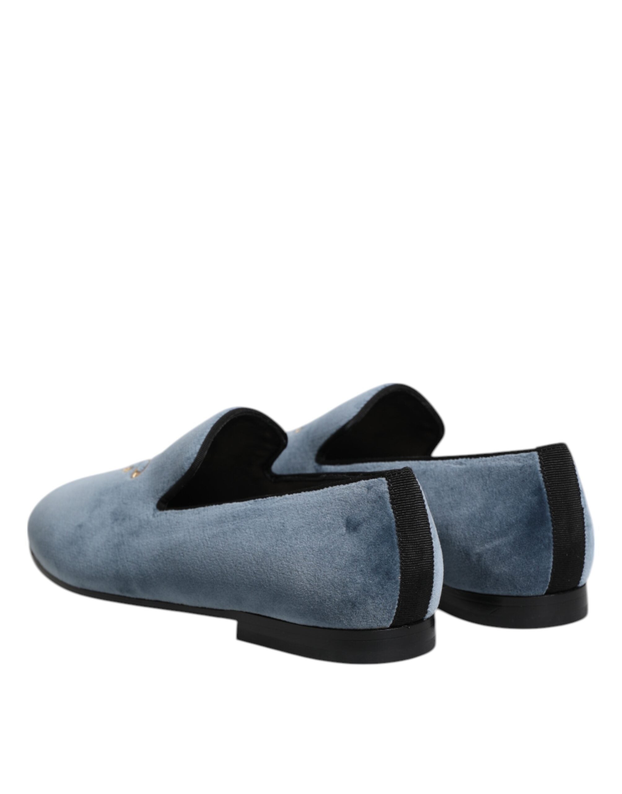 Dolce & Gabbana Blue Velvet DG Logo Loafers Formal Shoes-5