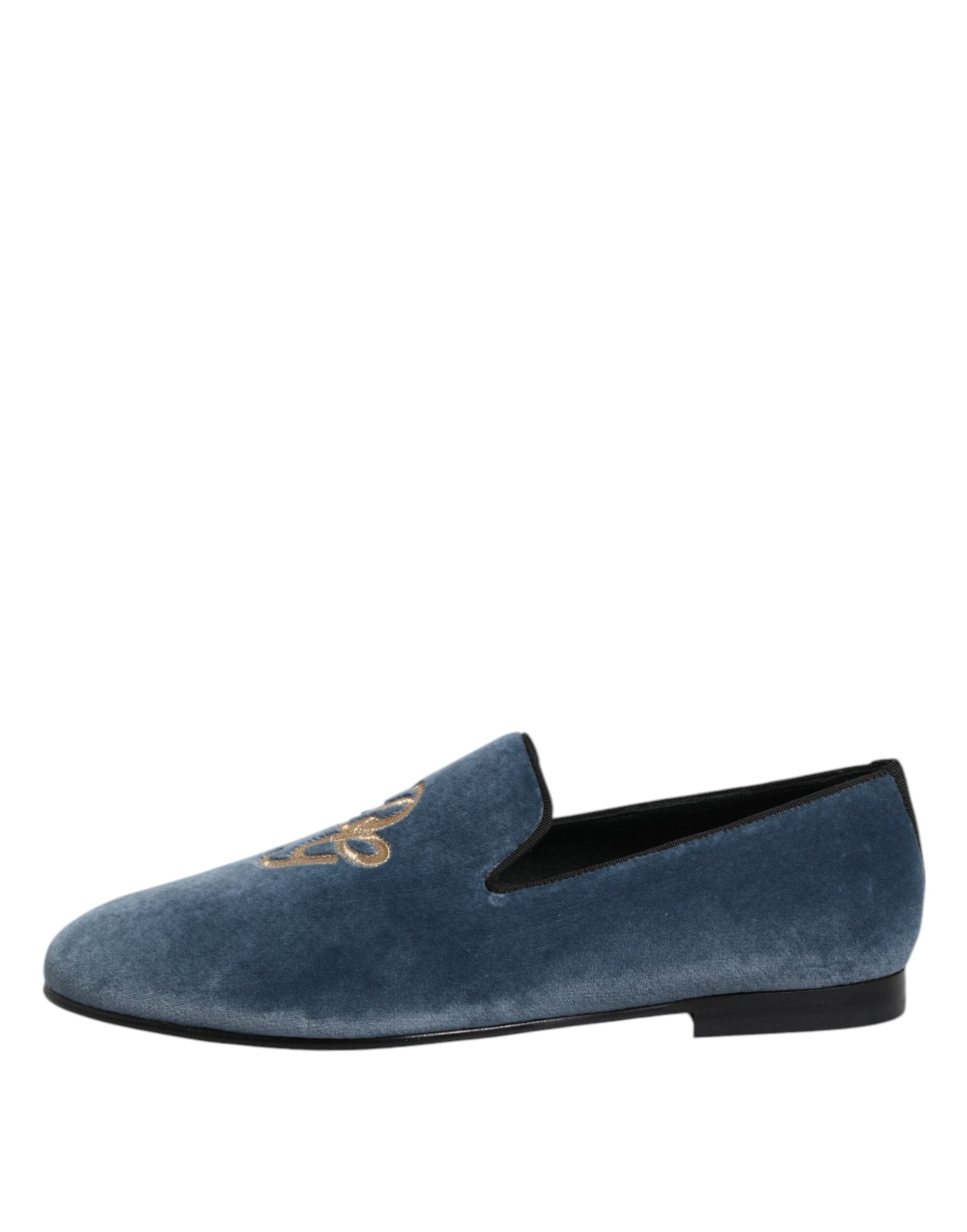 Dolce & Gabbana Blue Velvet DG Logo Loafers Formal Shoes-6
