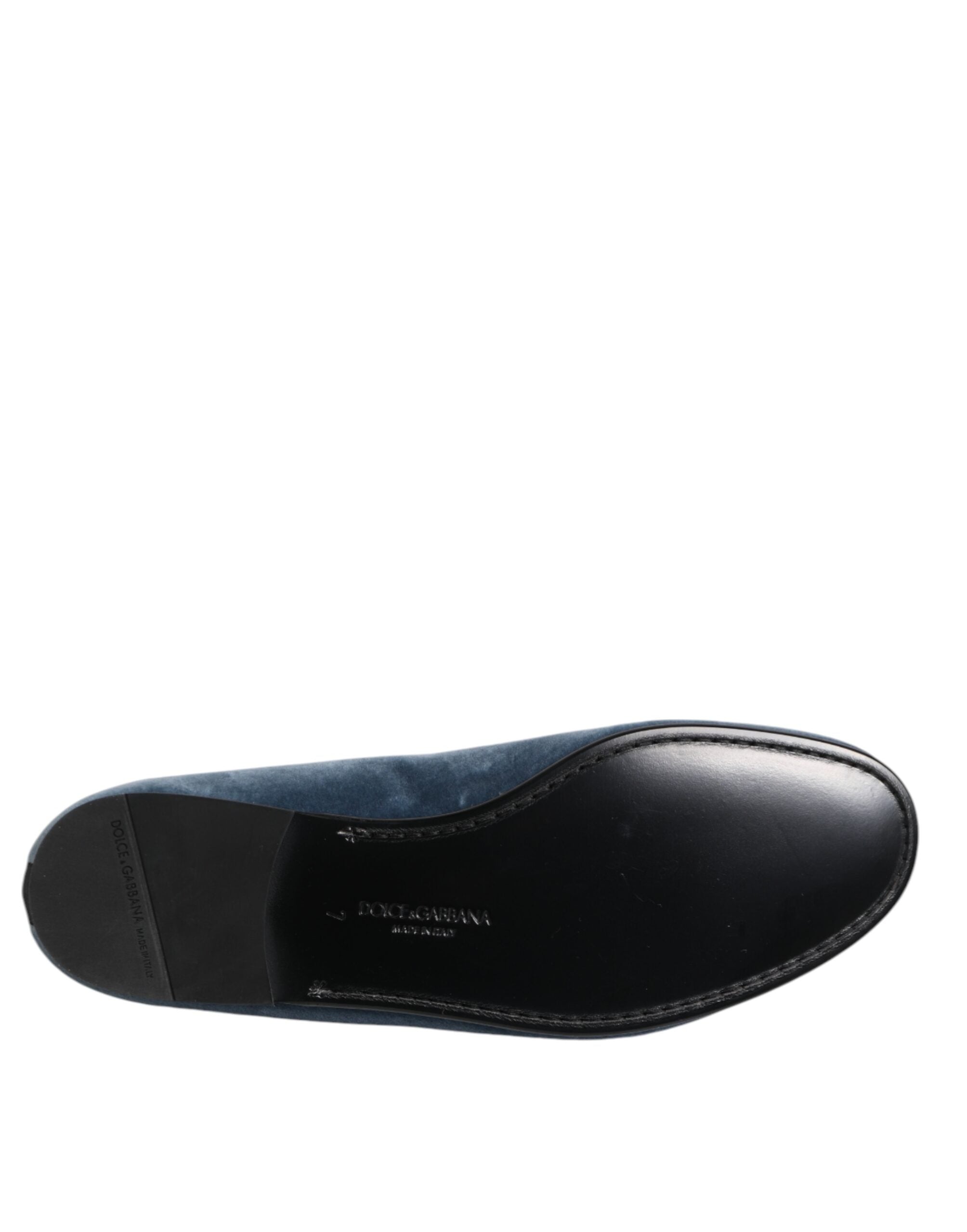 Dolce & Gabbana Blue Velvet DG Logo Loafers Formal Shoes-8