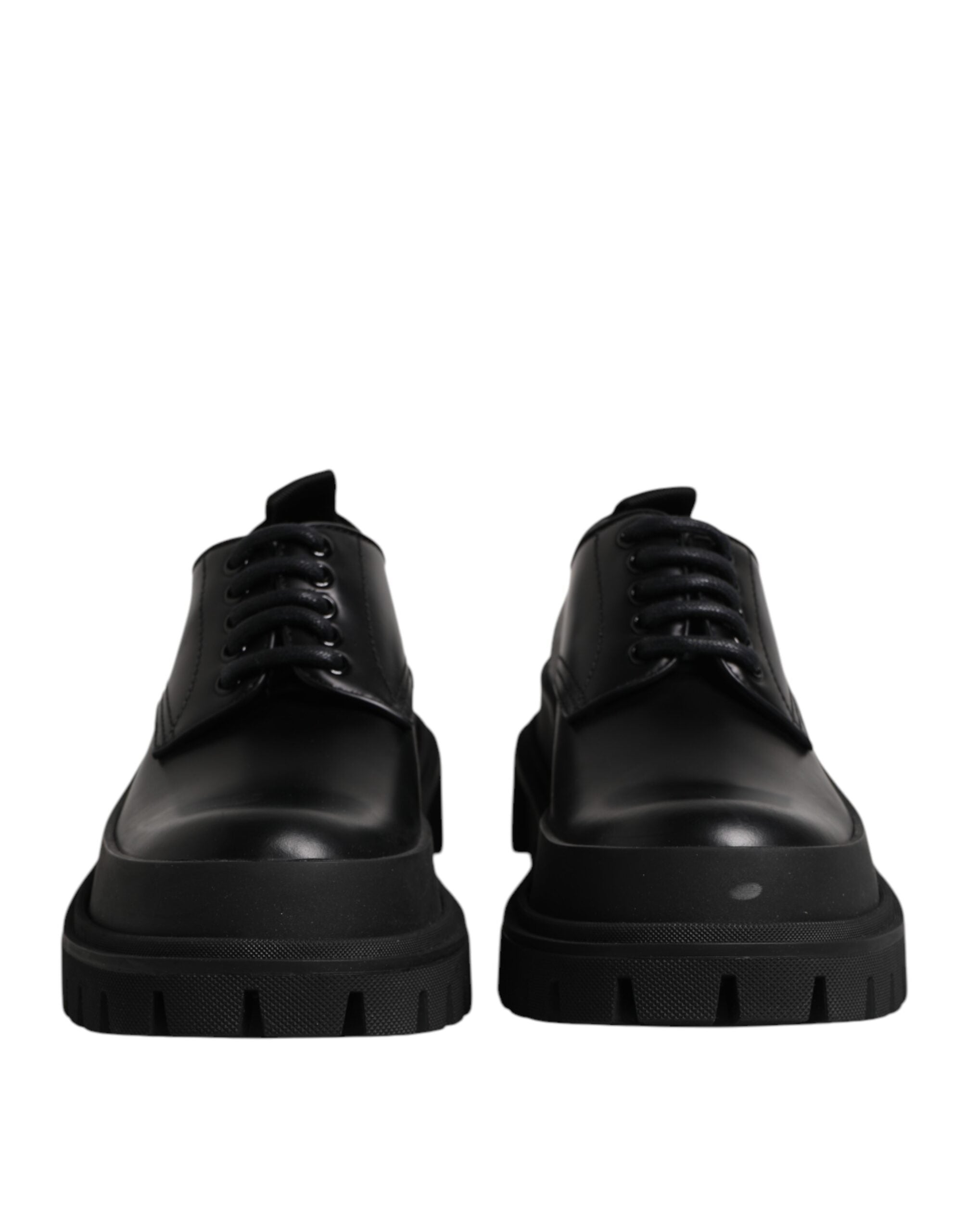 Dolce & Gabbana Black Leather Lace Up Derby Men's Dress Shoes-2