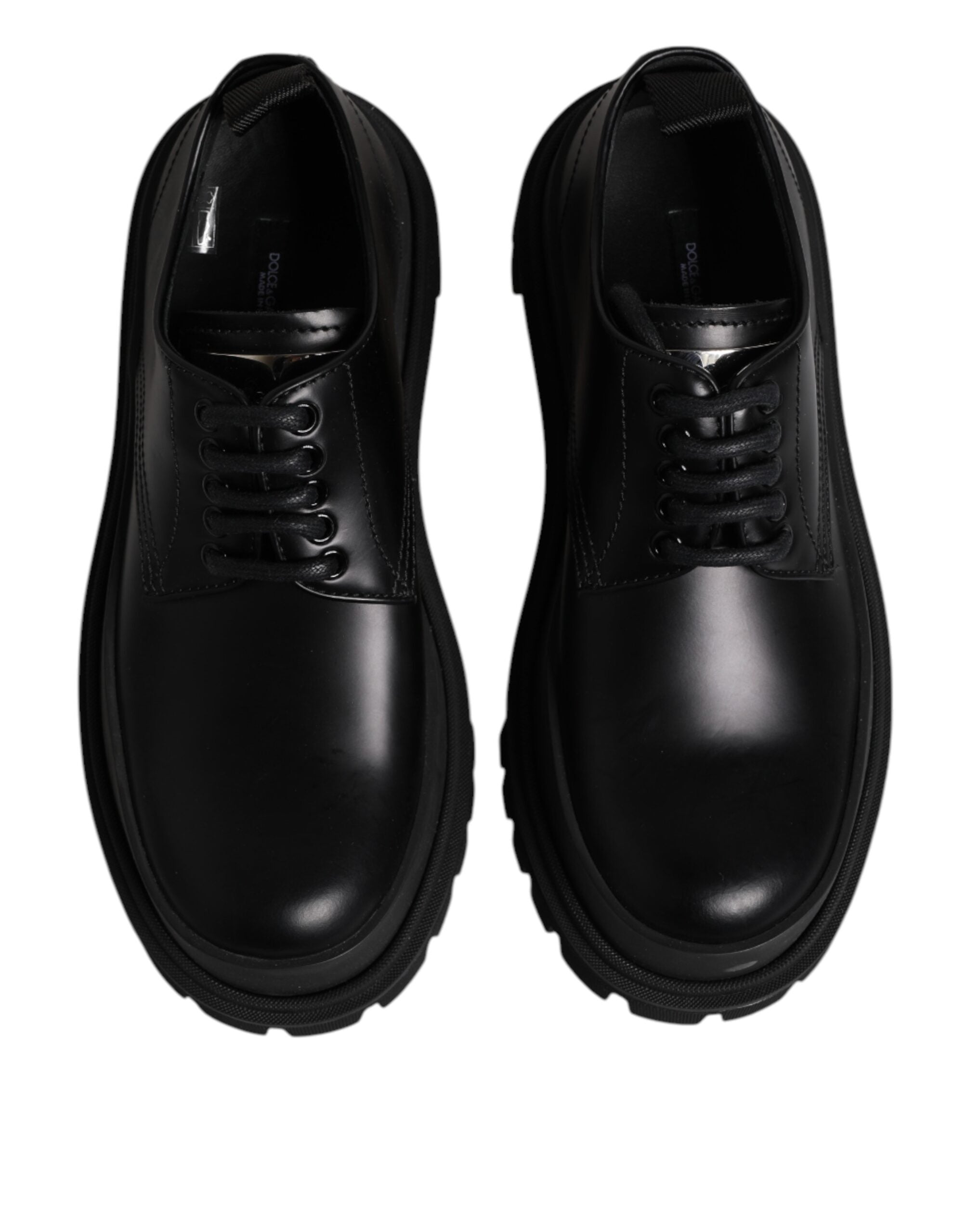 Dolce & Gabbana Black Leather Lace Up Derby Men's Dress Shoes-3