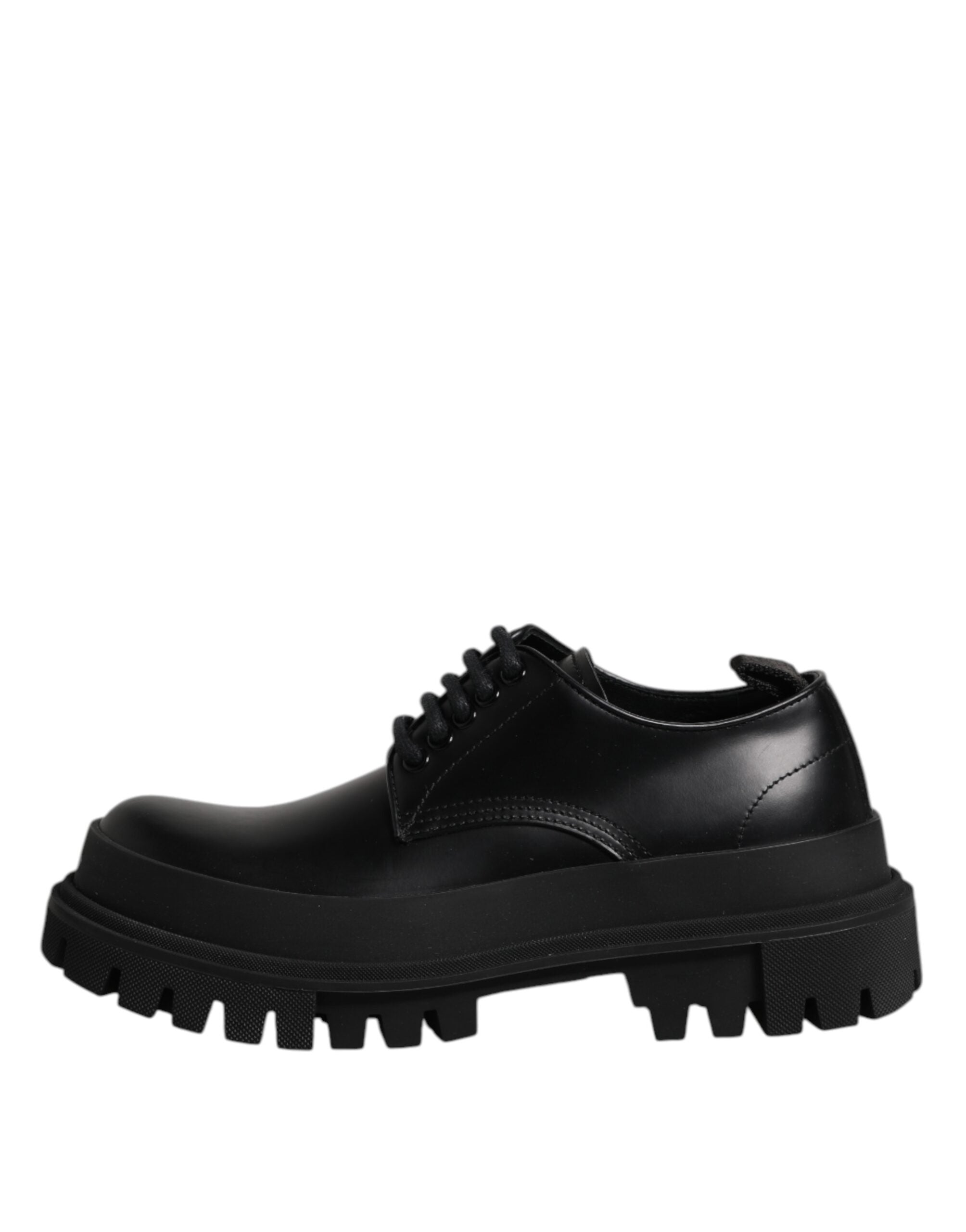 Dolce & Gabbana Black Leather Lace Up Derby Men's Dress Shoes-6