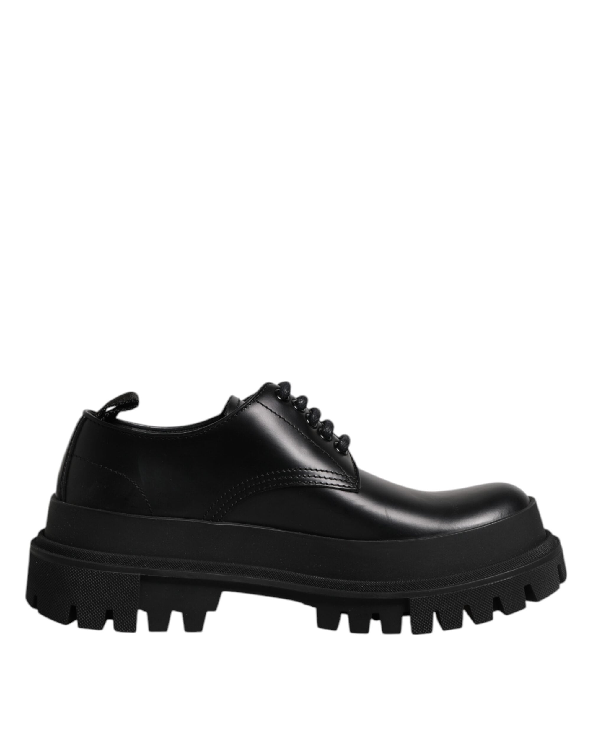 Dolce & Gabbana Black Leather Lace Up Derby Men's Dress Shoes-1