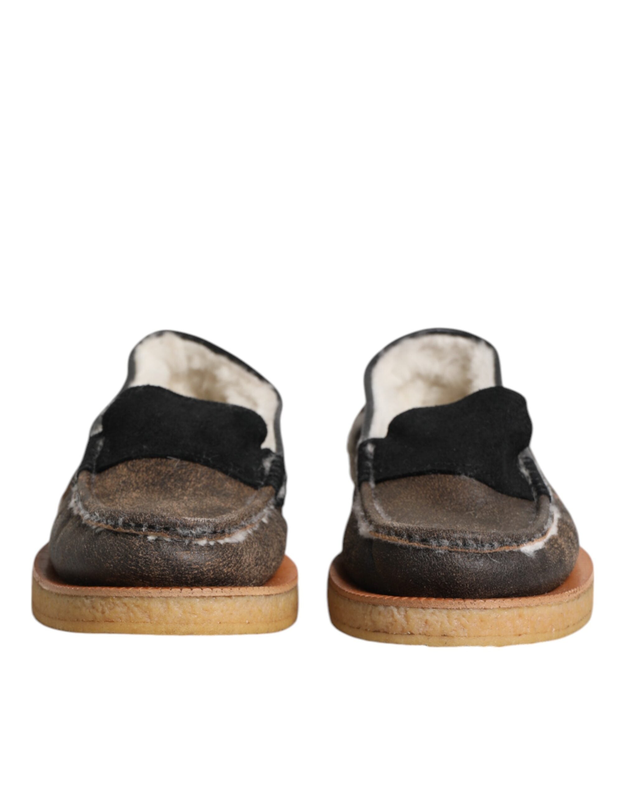Mocasines Dolce & Gabbana de piel de becerro marrón y blanca-2