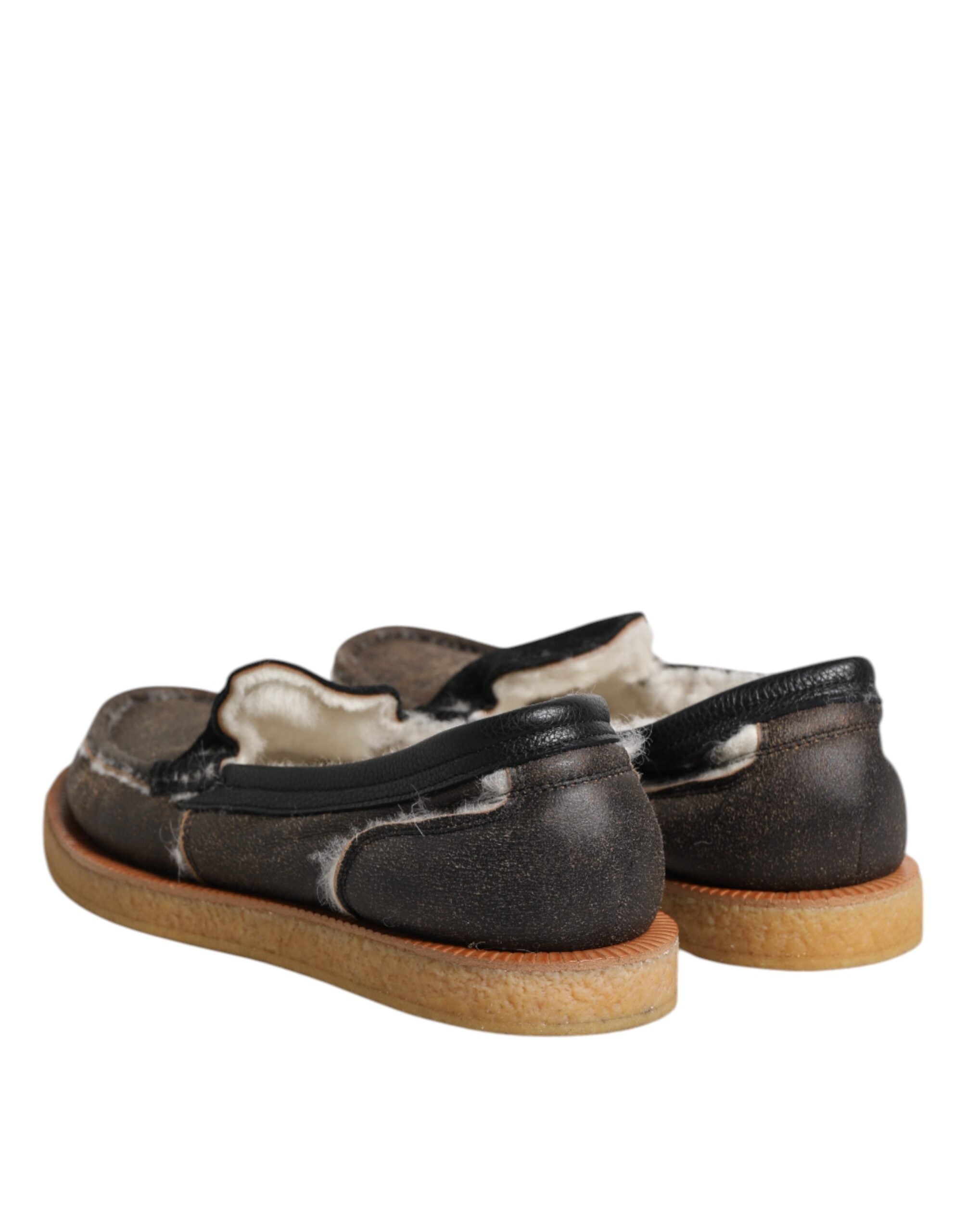 Mocasines Dolce & Gabbana de piel de becerro marrón y blanca-5