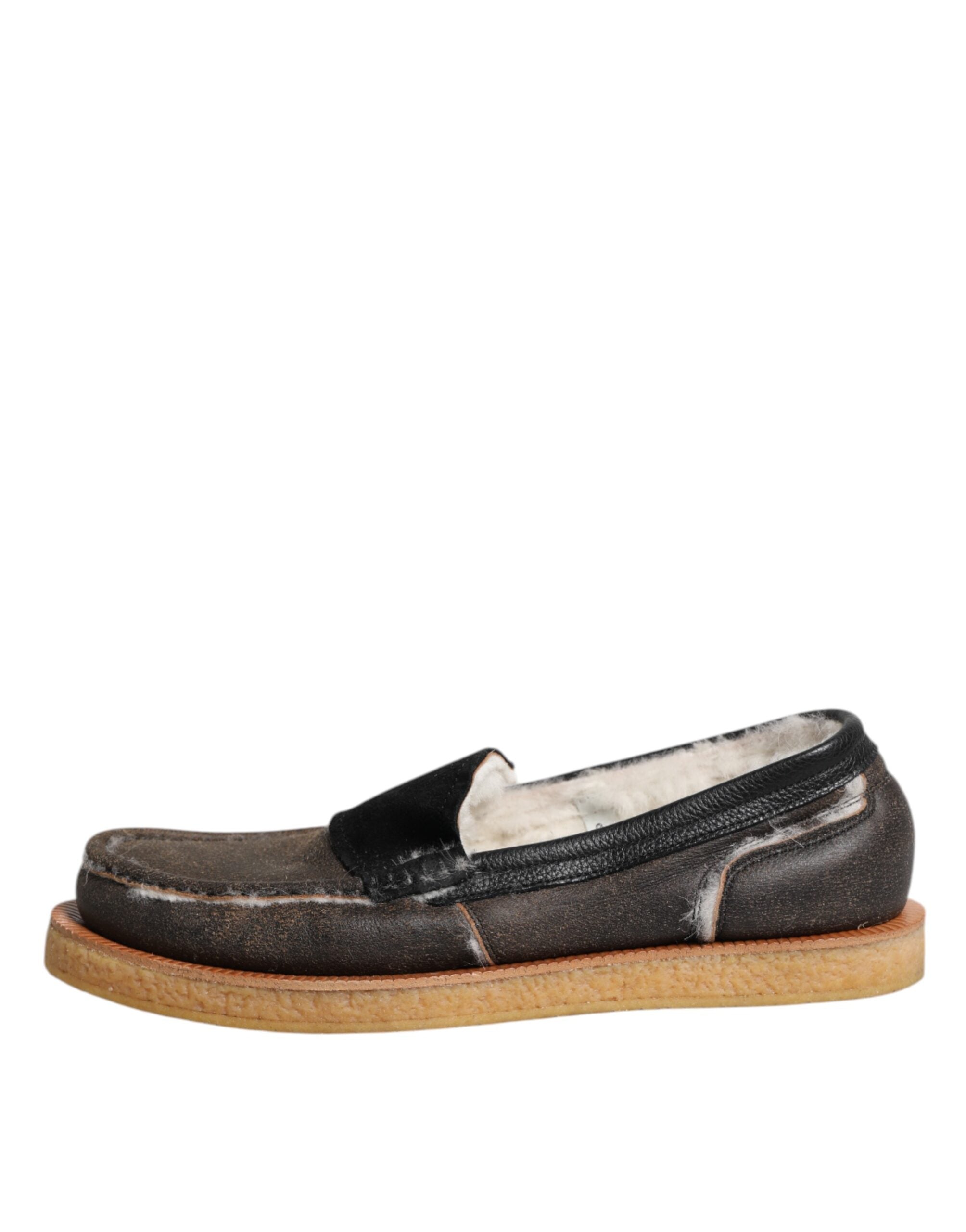 Mocasines Dolce & Gabbana de piel de becerro marrón y blanca-6