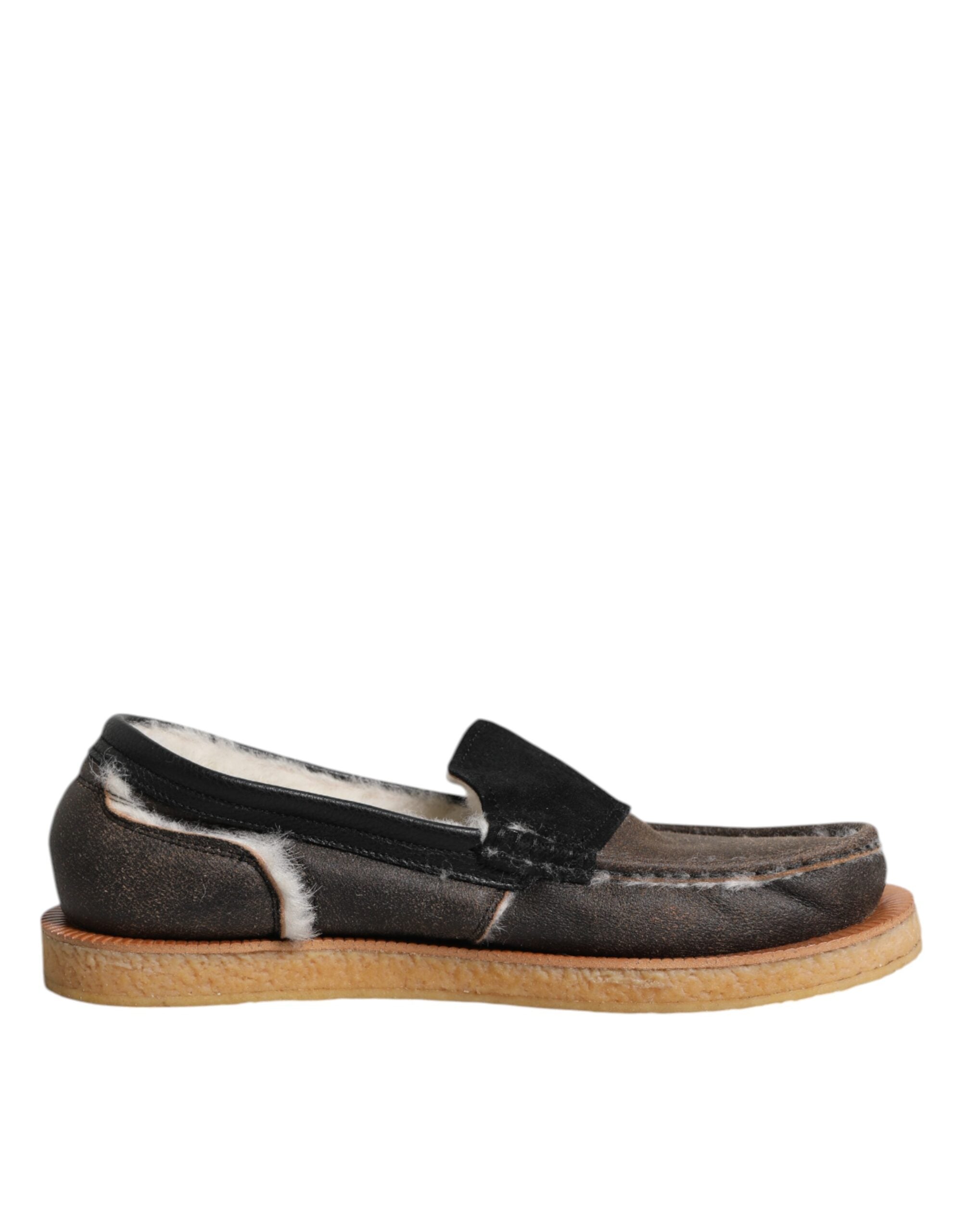 Mocasines Dolce & Gabbana de piel de becerro marrón y blanca-7
