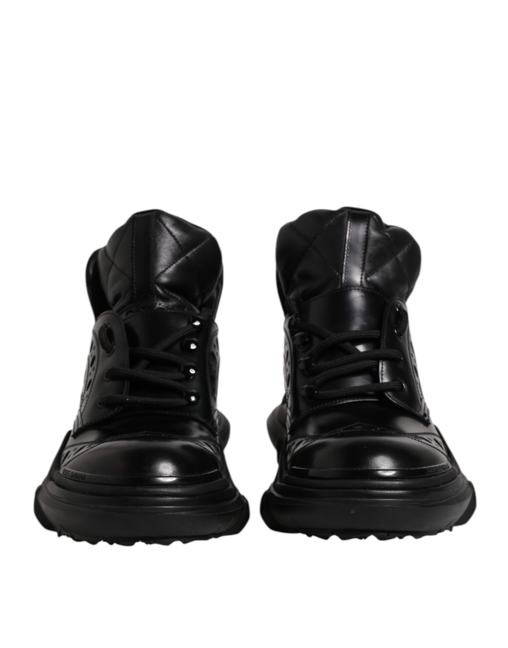Dolce & Gabbana Schwarzes Leder Casual Herrenstiefel Schuhe-2