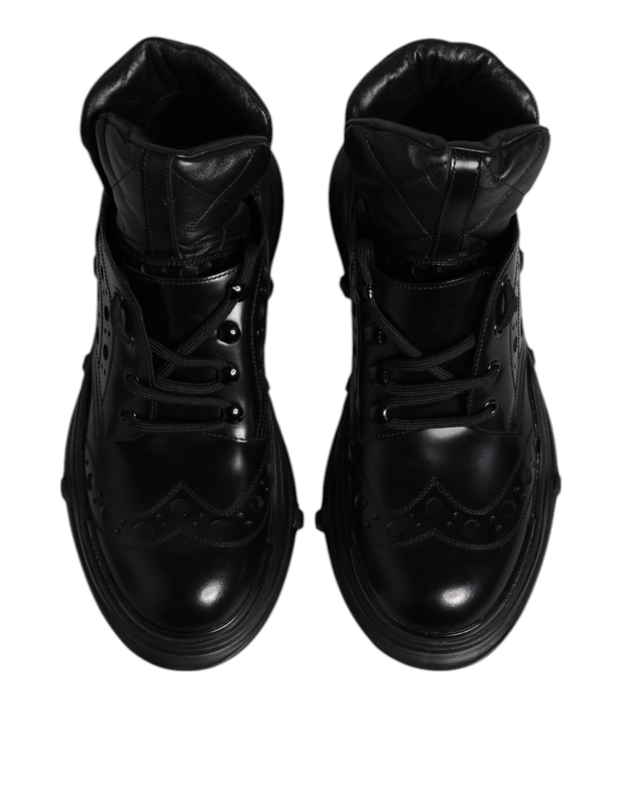Dolce & Gabbana Schwarzes Leder Casual Herrenstiefel Schuhe-3