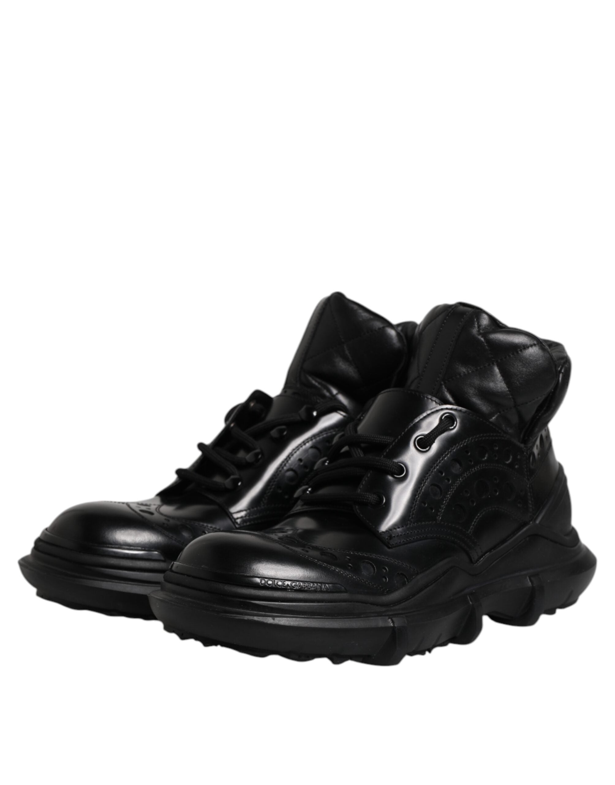 Dolce & Gabbana Schwarzes Leder Casual Herrenstiefel Schuhe-4